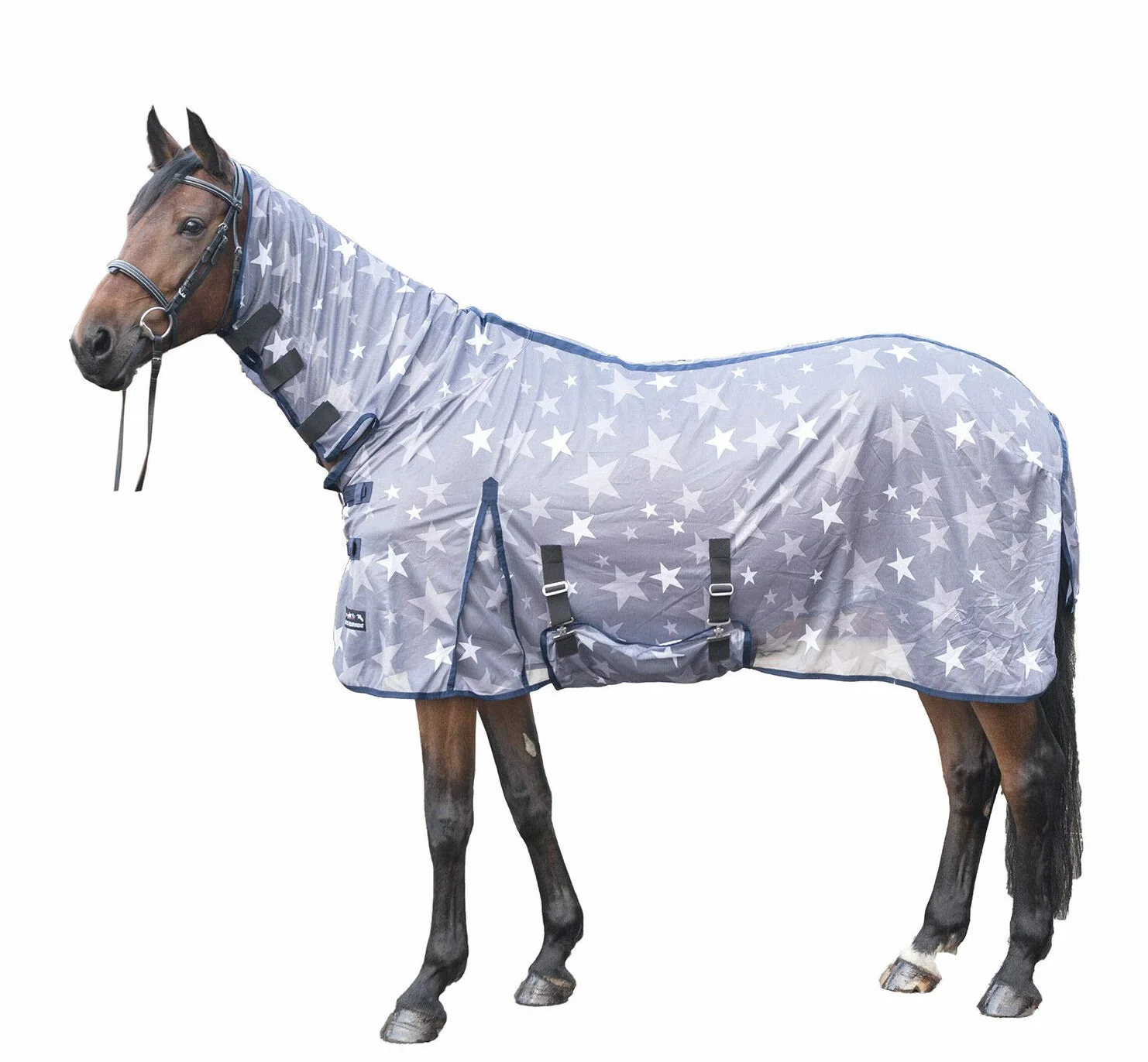 HKM Stars Combo Manta Anti-Moscas Gris/Blanco 155