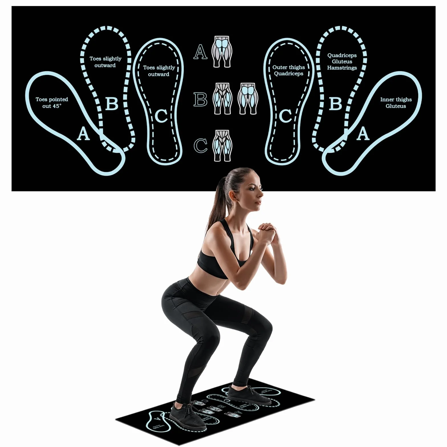 Esterilla antideslizante para sentadillas con posicionamiento de pies, accesorio deportivo para entrenamiento en casa