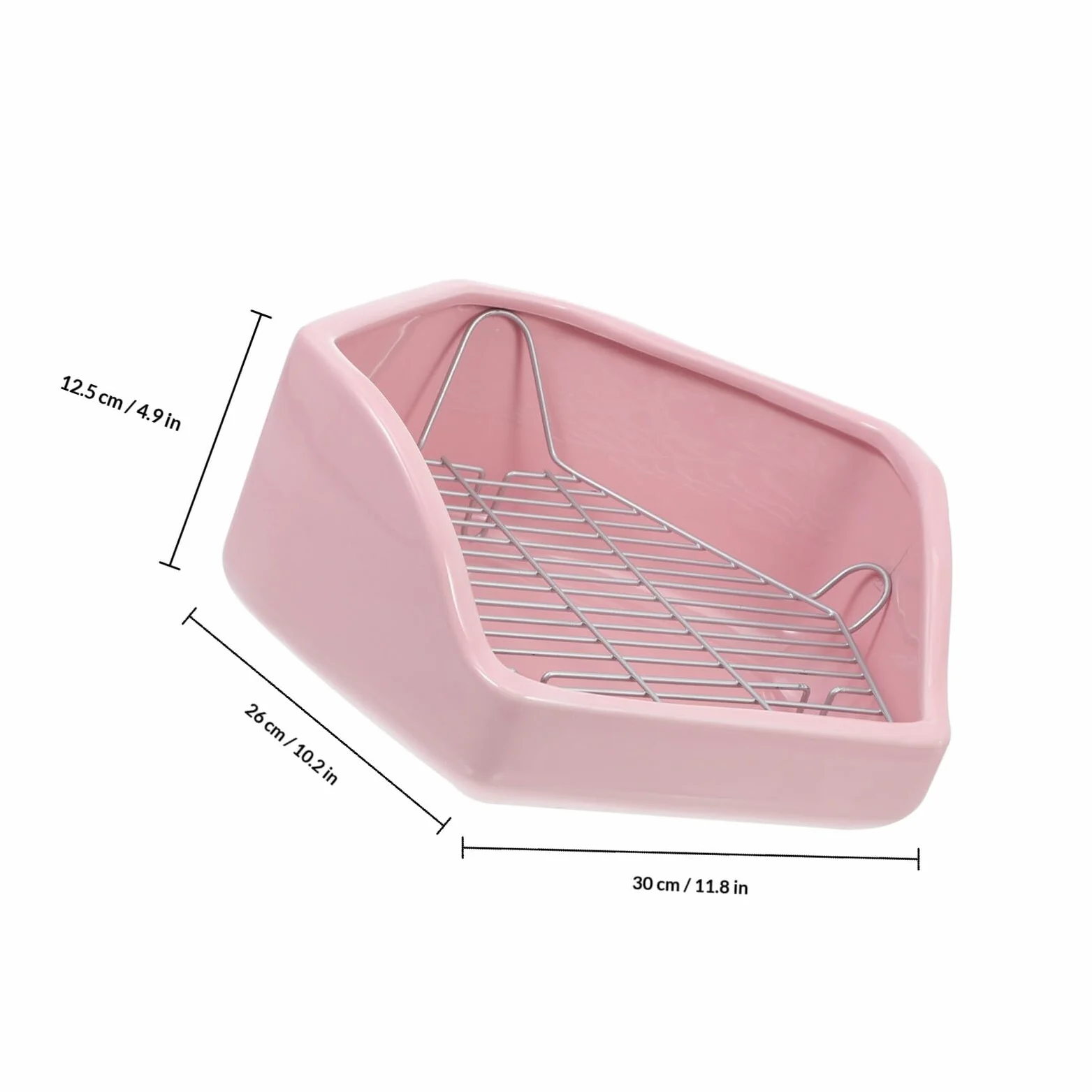 Inodoro de Cerámica Rosa Extragrande Pentagonal y Prevención de Fugas Fácil de Limpiar Diseño de Rejilla Desmontable para Conejos y Hurones