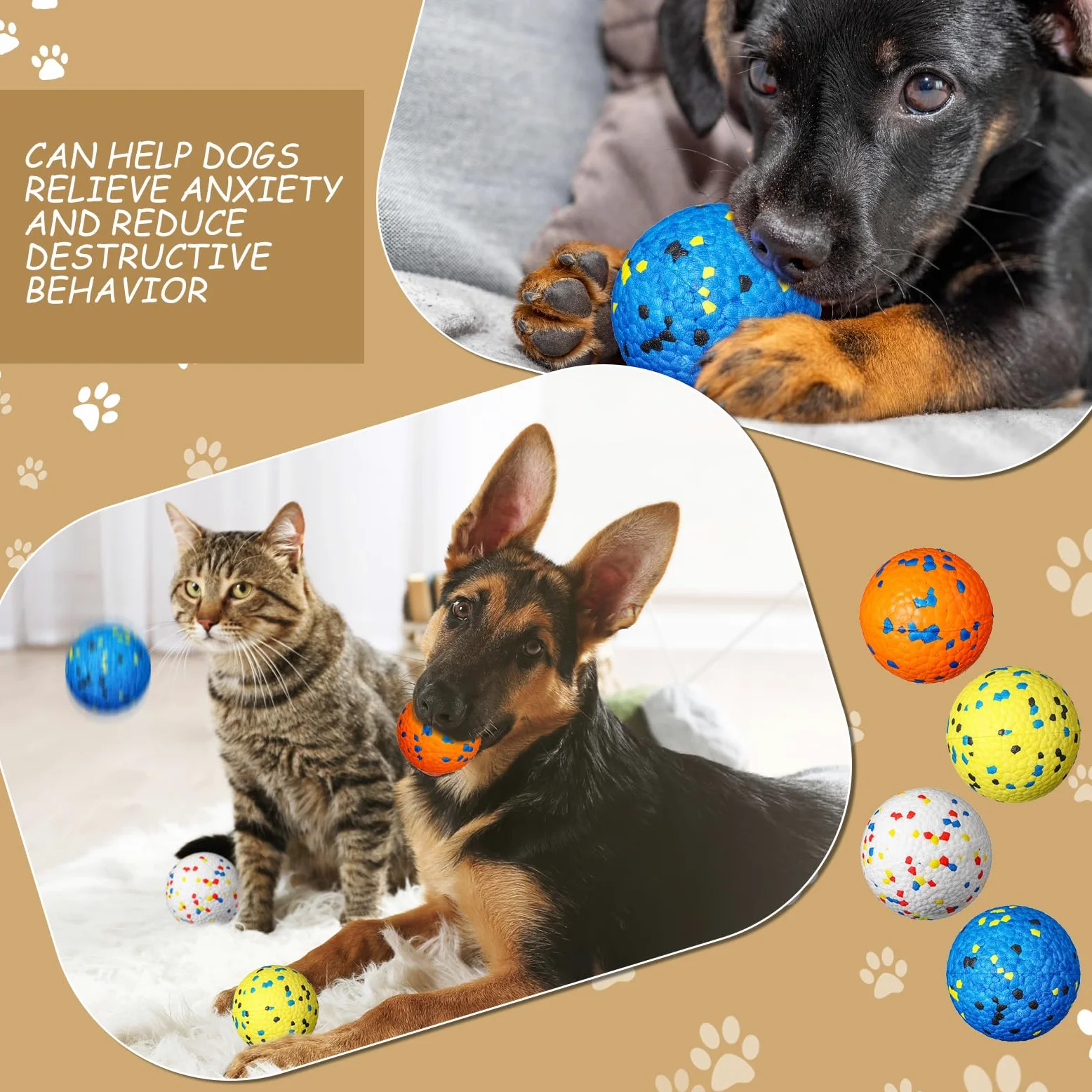 Aliceset 4 pelotas de tenis para perros para masticadores agresivos, juguetes indestructibles para la dentición, juguete duradero para masticar cachorros, juguete flotante para perros grandes,