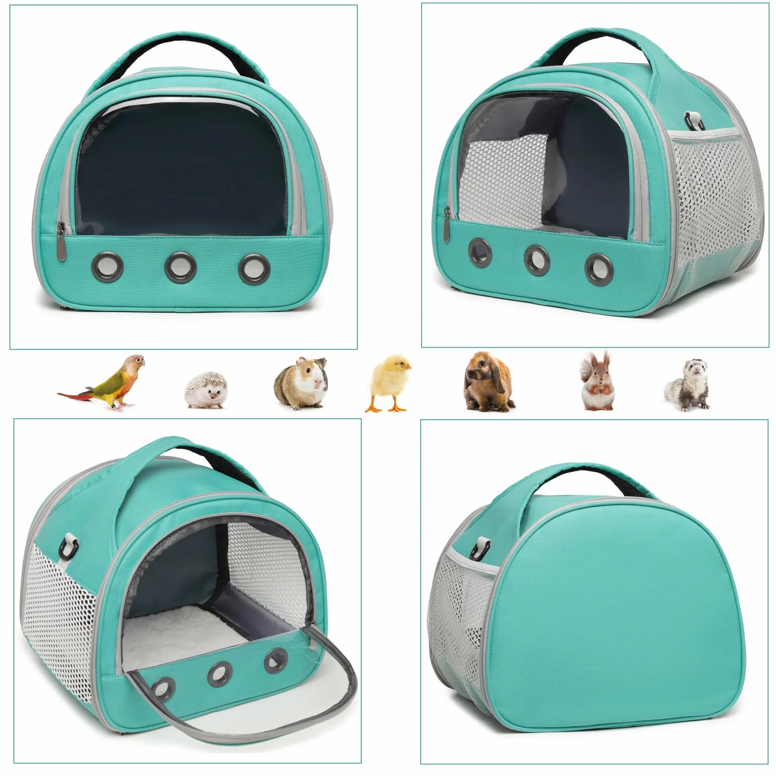 SOONHUA Bolsa de Transporte de Animales pequeños,Bolsa de Viaje saliente para Mascotas,Portador de Conejillos de Indias portátil con Ventana Transparente y Malla Transpirable para Indias Ardilla