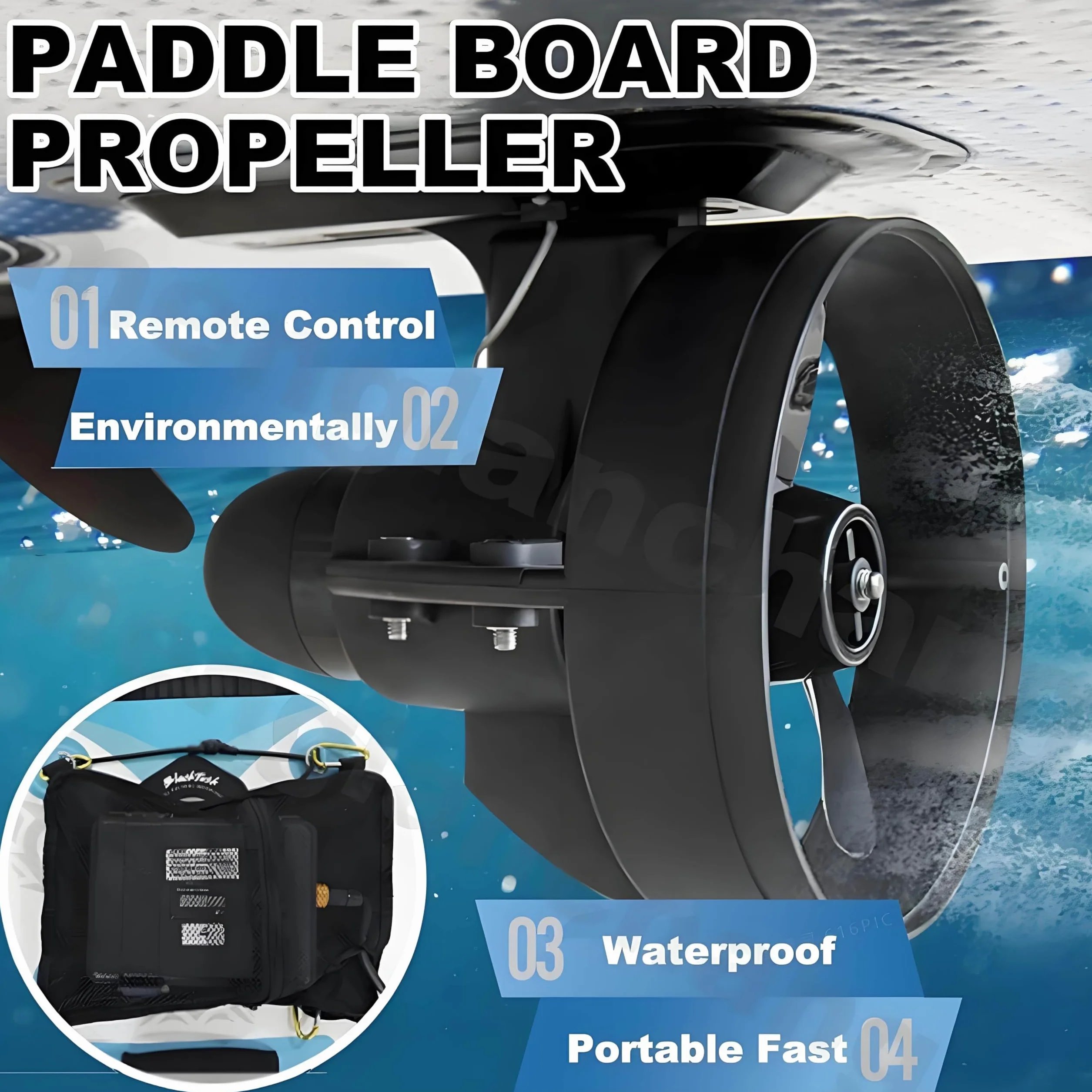 Tabla Surf Eléctrica con Motor Propulsión Subacuática 4-5 km/h 9 Pulgadas para Kayak SUP Paddle