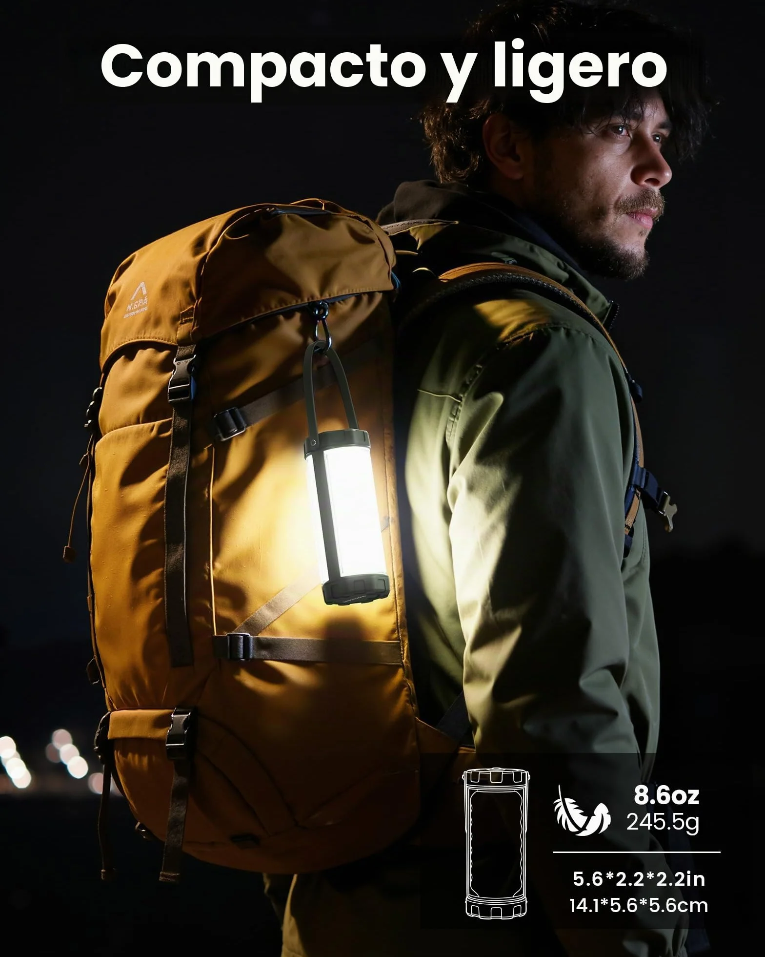 Glocusent Lámpara Camping LED 1200LM 5000mAh 120h IP68 Impermeable Recargable
