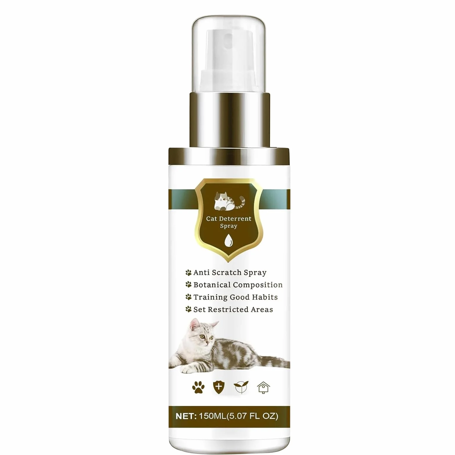 Spray Antigatos | 150ml Seguro Natural Antiarañazos - Control Interior Felino,Protege Neumáticos Sofás Alfombras Césped Patio Balcón Terraza Piscina