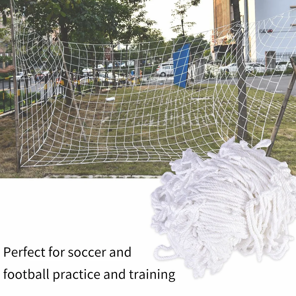 Keenso Red de Portería de Fútbol 3x2m Fibra de Cuerda de Algodón Blanca