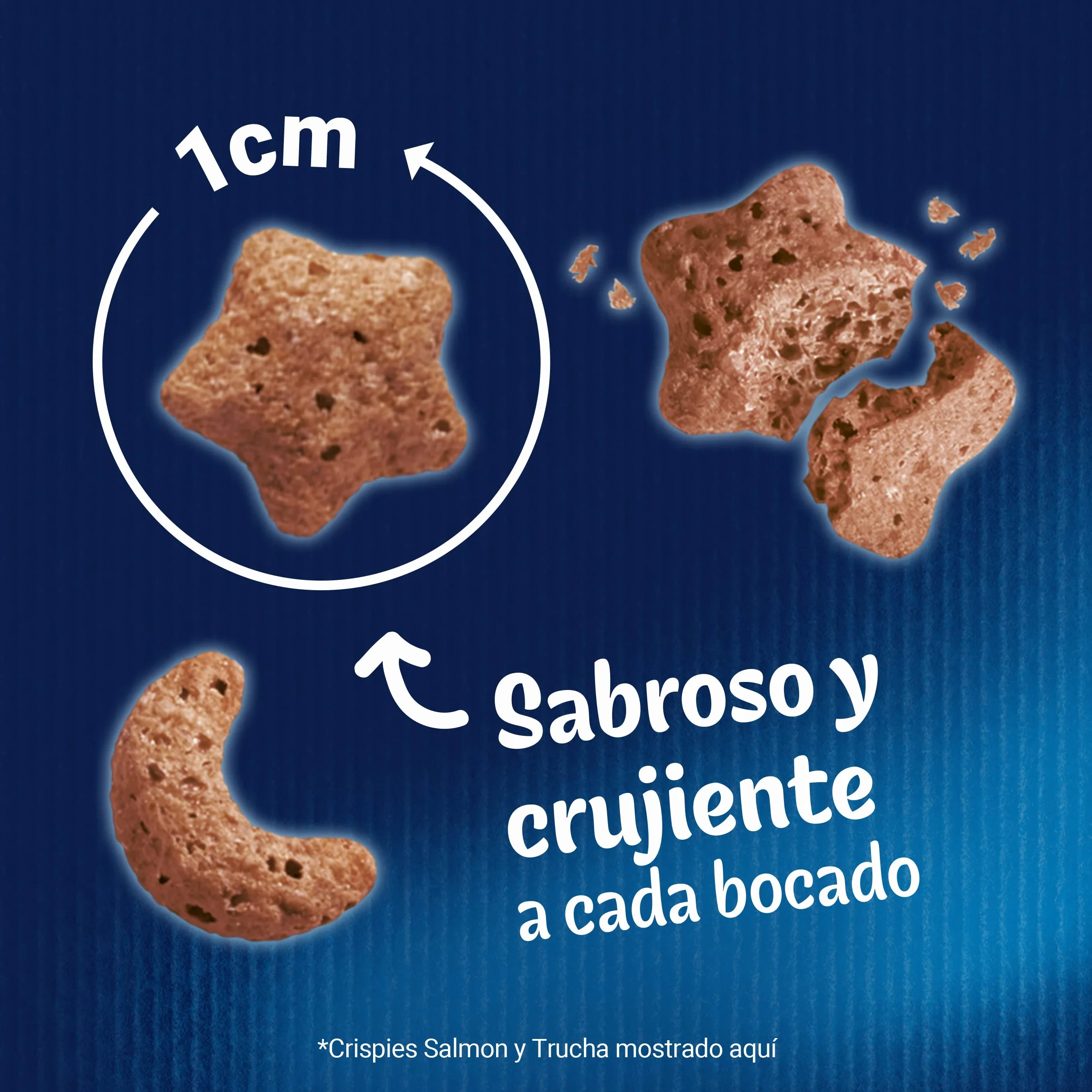 Felix Purina Crispies, Snack para Gato Adulto, Premio para Gato con Salmón y Trucha, Pack de 8 Bolsas de 45g