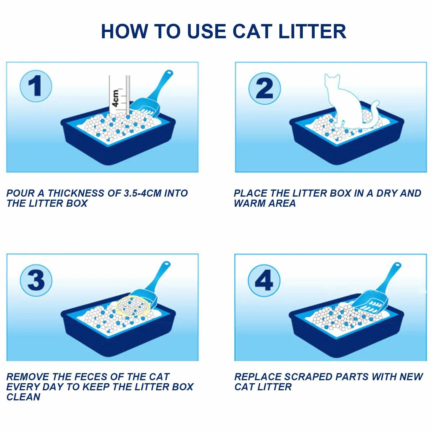 Nobleza - 30.4L Arena para Gatos de sílice Camada para Gatitos de Gel de Diamante Absorbente, Cómodo Biodegradable