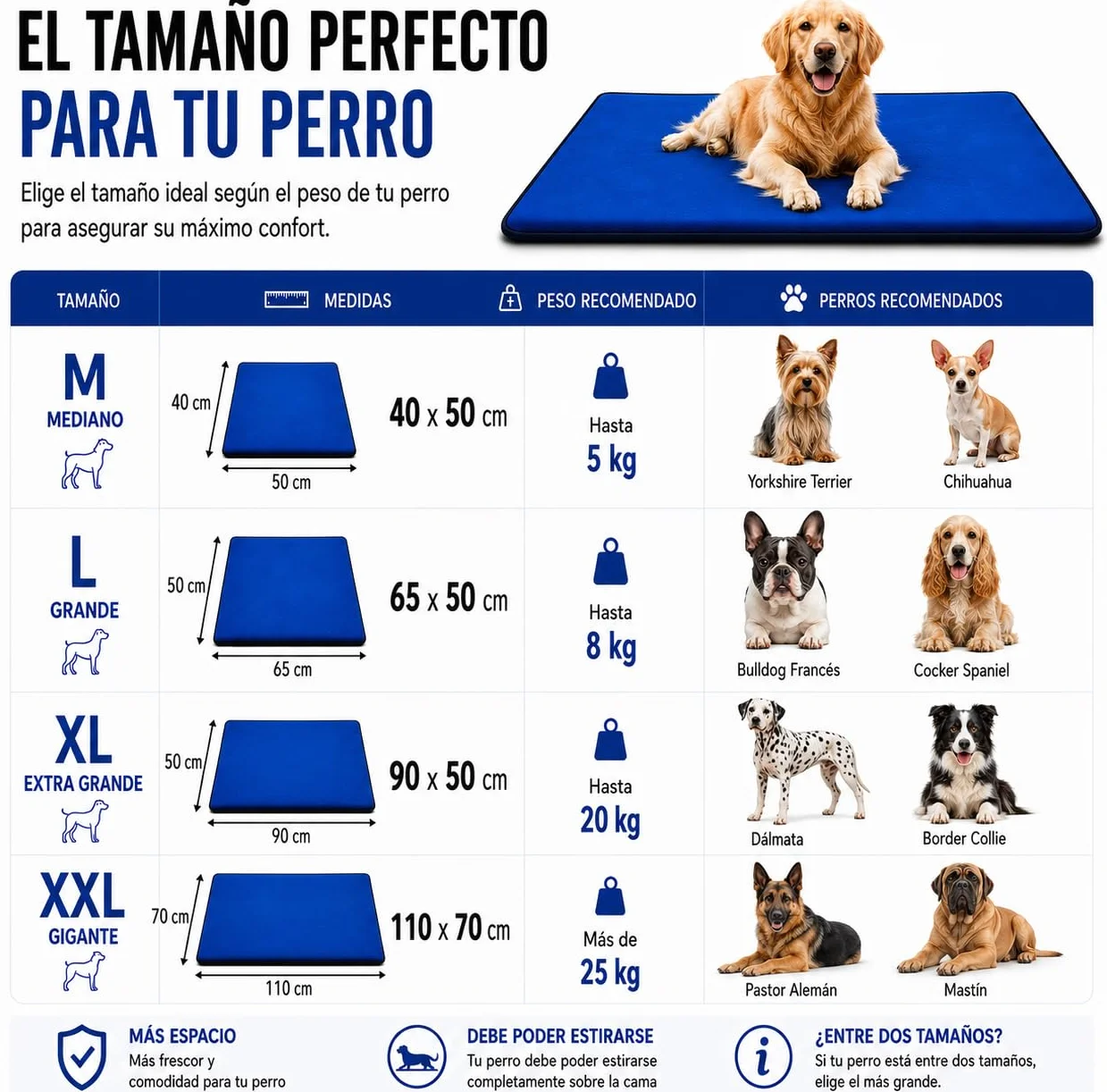 Cama Perro Verano 90 x 50 cm – Manta refrescante para Perros Colchoneta Cama Refrescante Perro Alfombra Refrescante Perro Cama Fria para Perros Manta Fria Perros y Gatos Alfombra Refrescante Mascotas