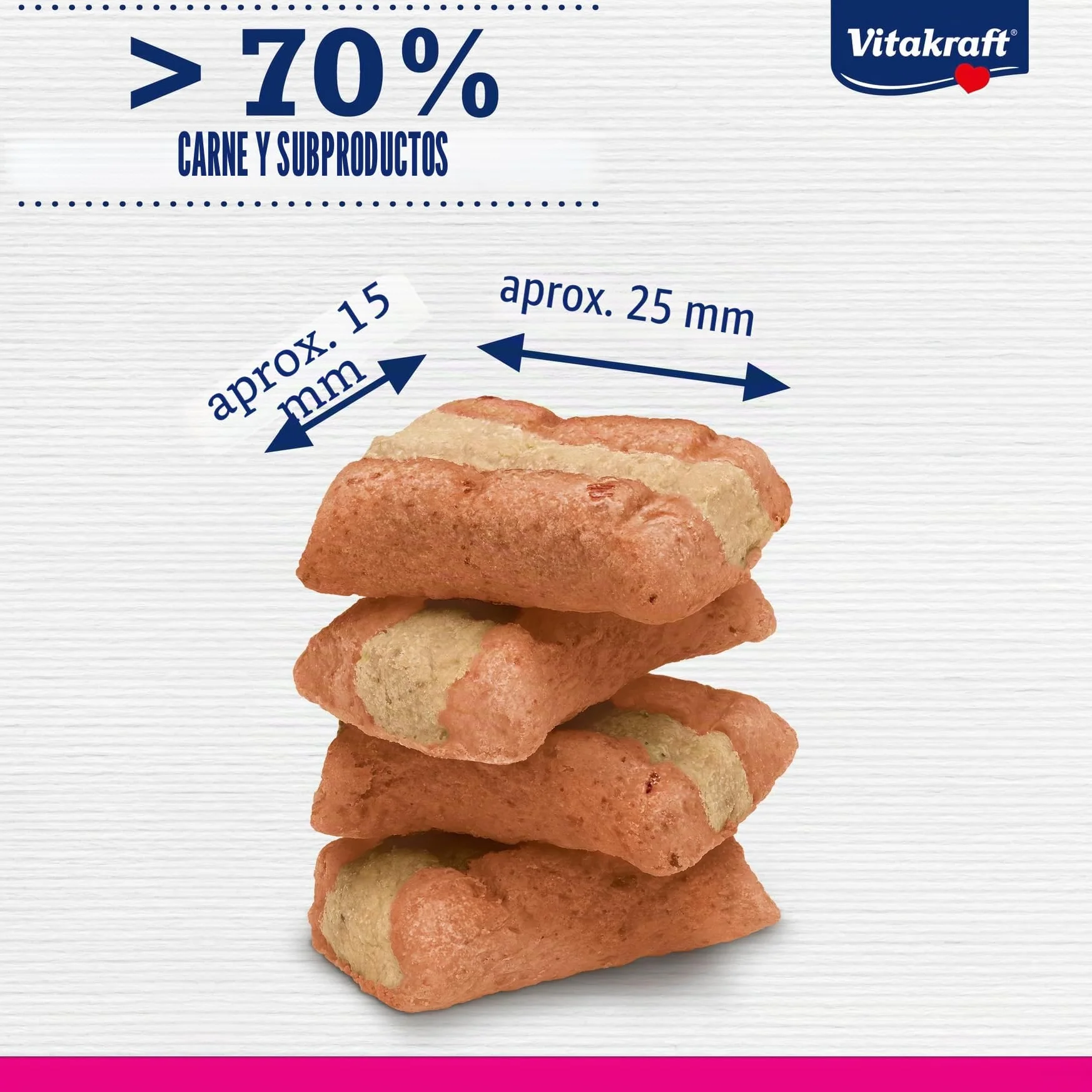 Vitakraft Cat YUMS, golosinas para Gatos, Snack Blando para Gatos Relleno de salmón, en Bolsa resellable, tamaño Almacenamiento, sin azúcar añadido (9X 40g)