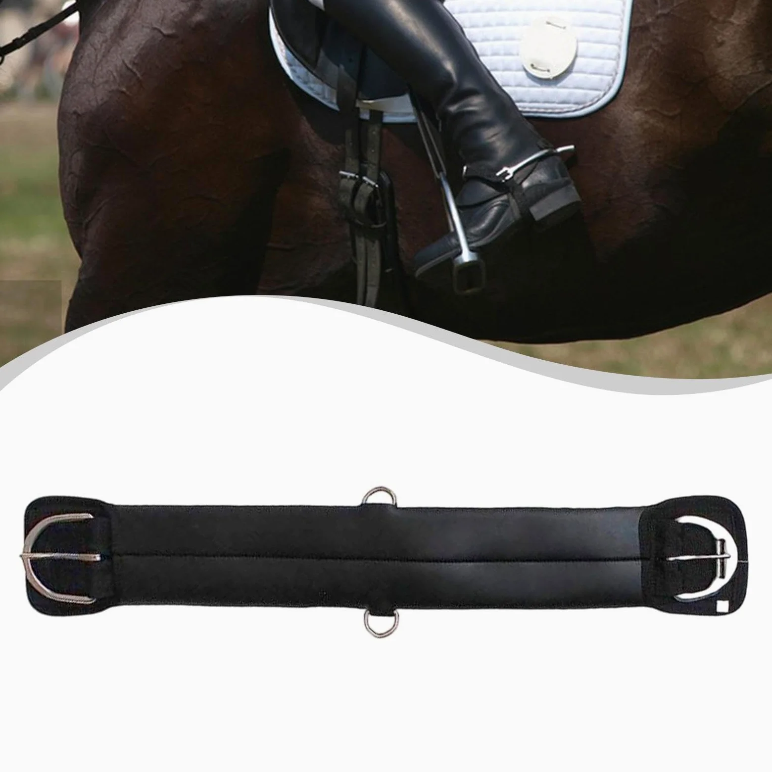 Cincha de Acero Inoxidable para Caballos con Correa Recta, Cincha Corta de para Competición, Entrenamiento Y Calentamiento.