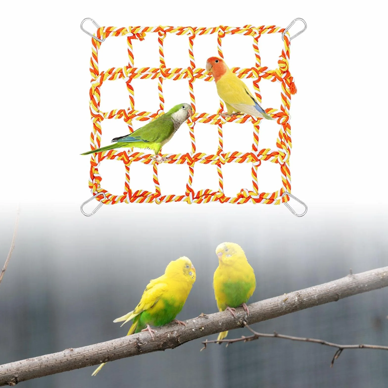 Hängemattennetz para Mascotas, Red de Cuerda para Pájaros, Puente de Cuerda, para Loros, Ratones