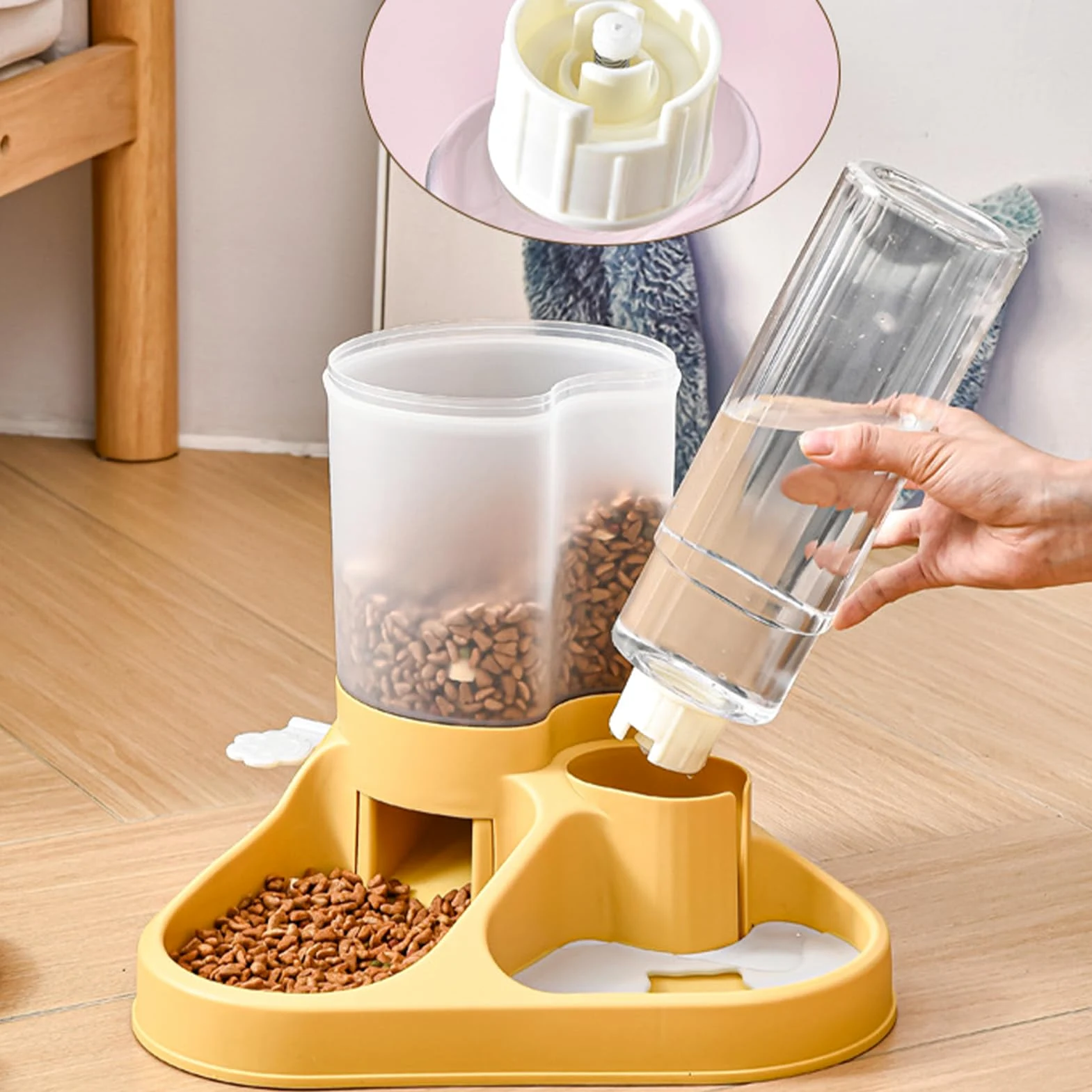Bebedero automático para Perros, dispensador de Agua Multiusos para Alimentos para Mascotas, diseño Transparente de Gran Capacidad con Almohadilla Antideslizante, para Perros,