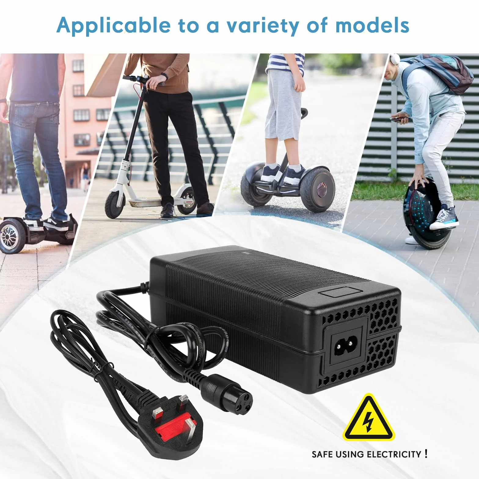 Cargador Patinete Electrico Kugoo M4 M4Pro UrbanGlide E-Cross Pro Hitway H5 H5Pro Smartgyro Speedway 54,6V 2A 48V 12mm-3pin