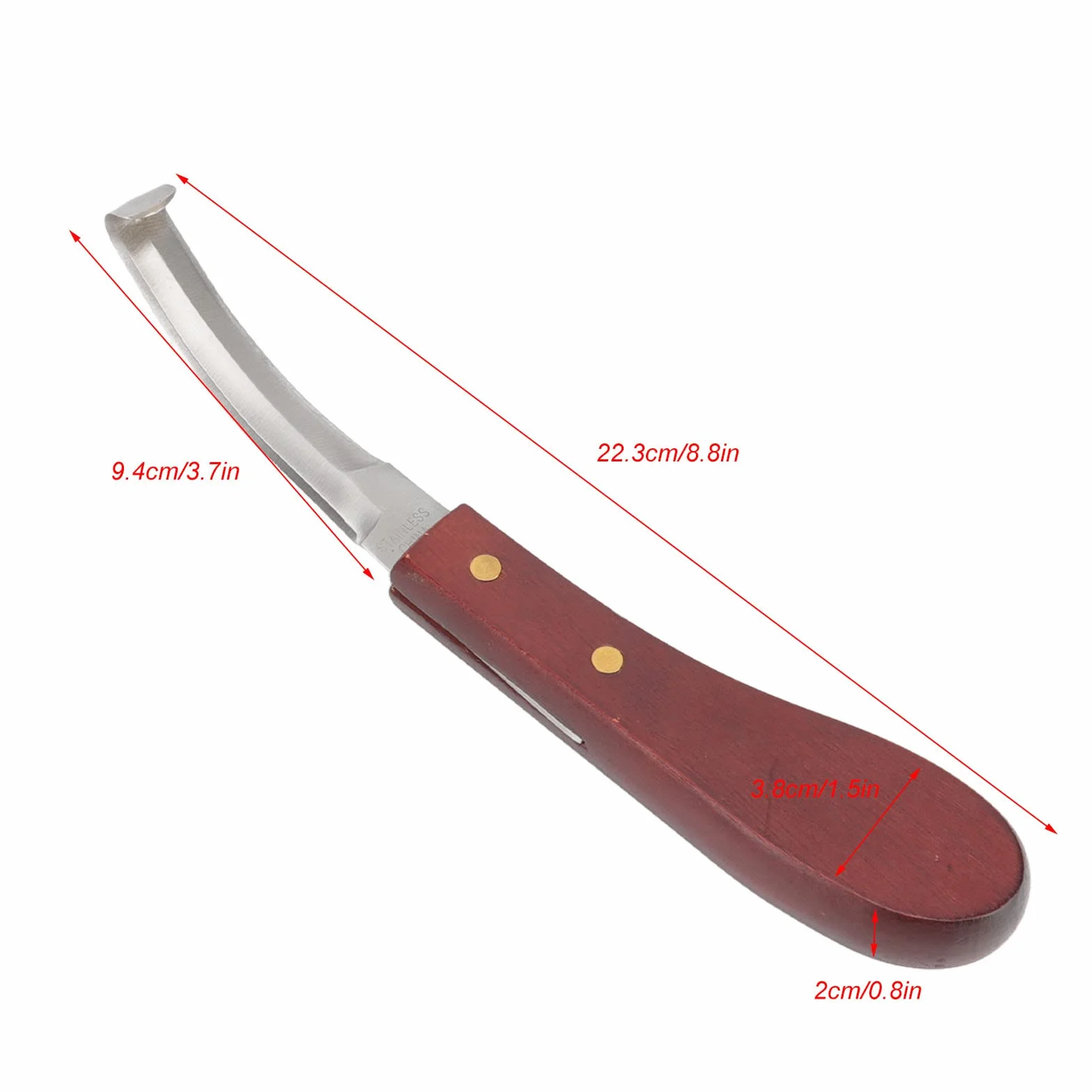 Herramienta para Recortar Pezuñas para Caballo, Cuchillo para Pezuñas de Acero Inoxidable, de Madera de Goma, Cuchillo para Pezuñas, Cuchilla de Doble Filo, Hoja de Doble Cara, Mano Derecha