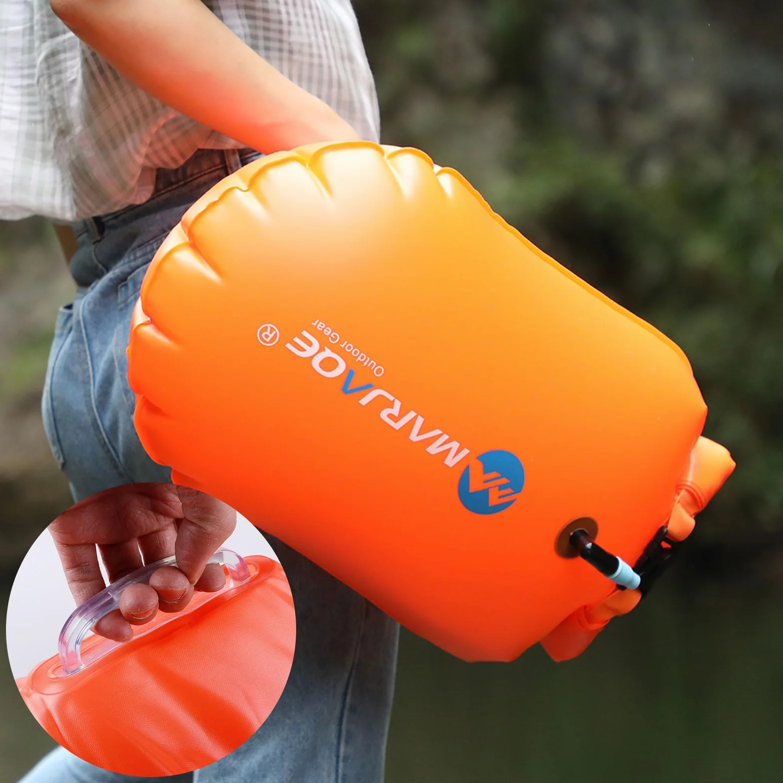 Bolla Natación y Mochila Estanca 20L Boya Hinchable Impermeable para Aguas Abiertas Kayak Triatlón Surf Snorkel