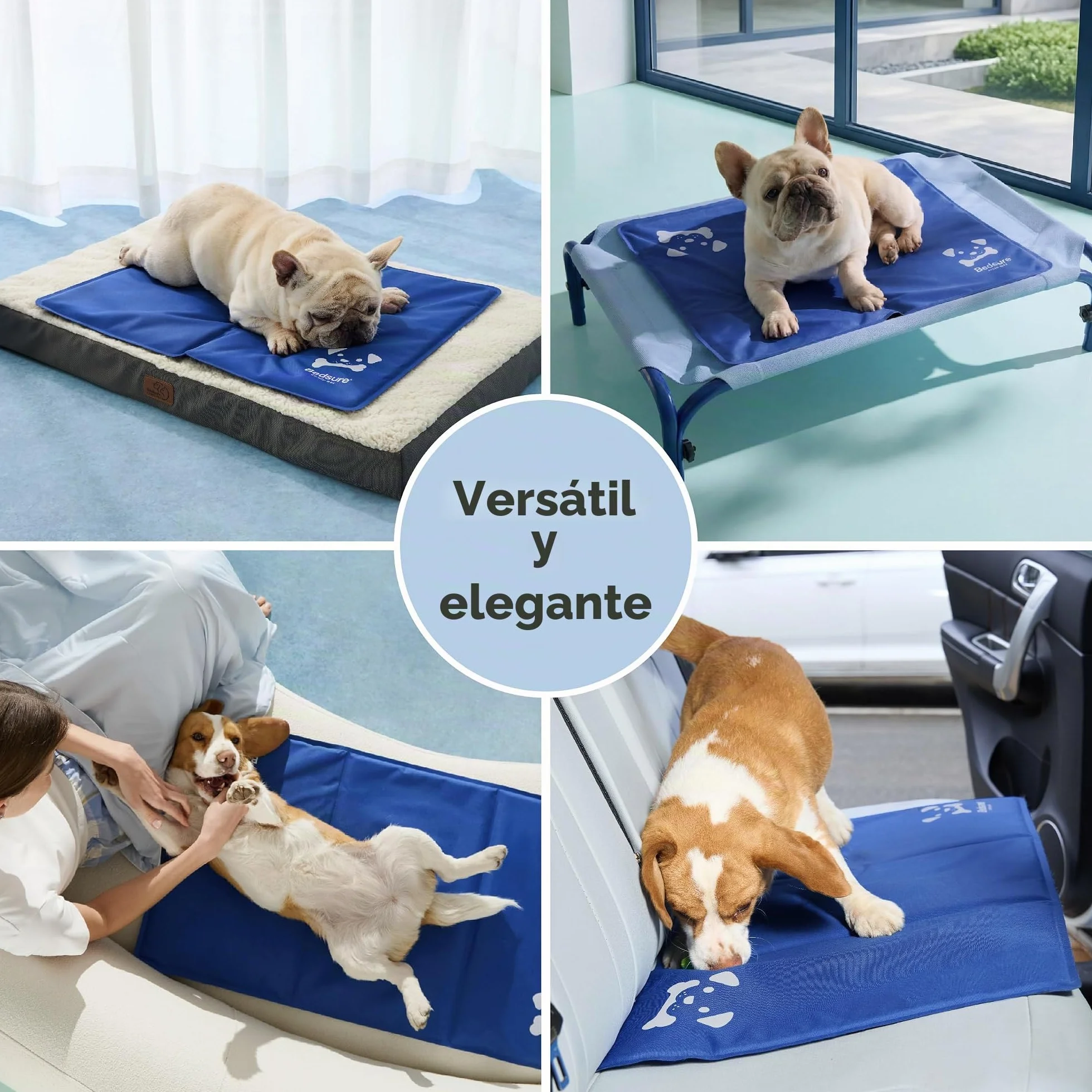 BEDSURE Alfombrilla de refrigeración para perros extragrande – 120 x 75 cm – Alfombrilla de gel autorefrigerante con tela Oxford 300D resistente a los arañazos – Esterilla de refrigeración plegable