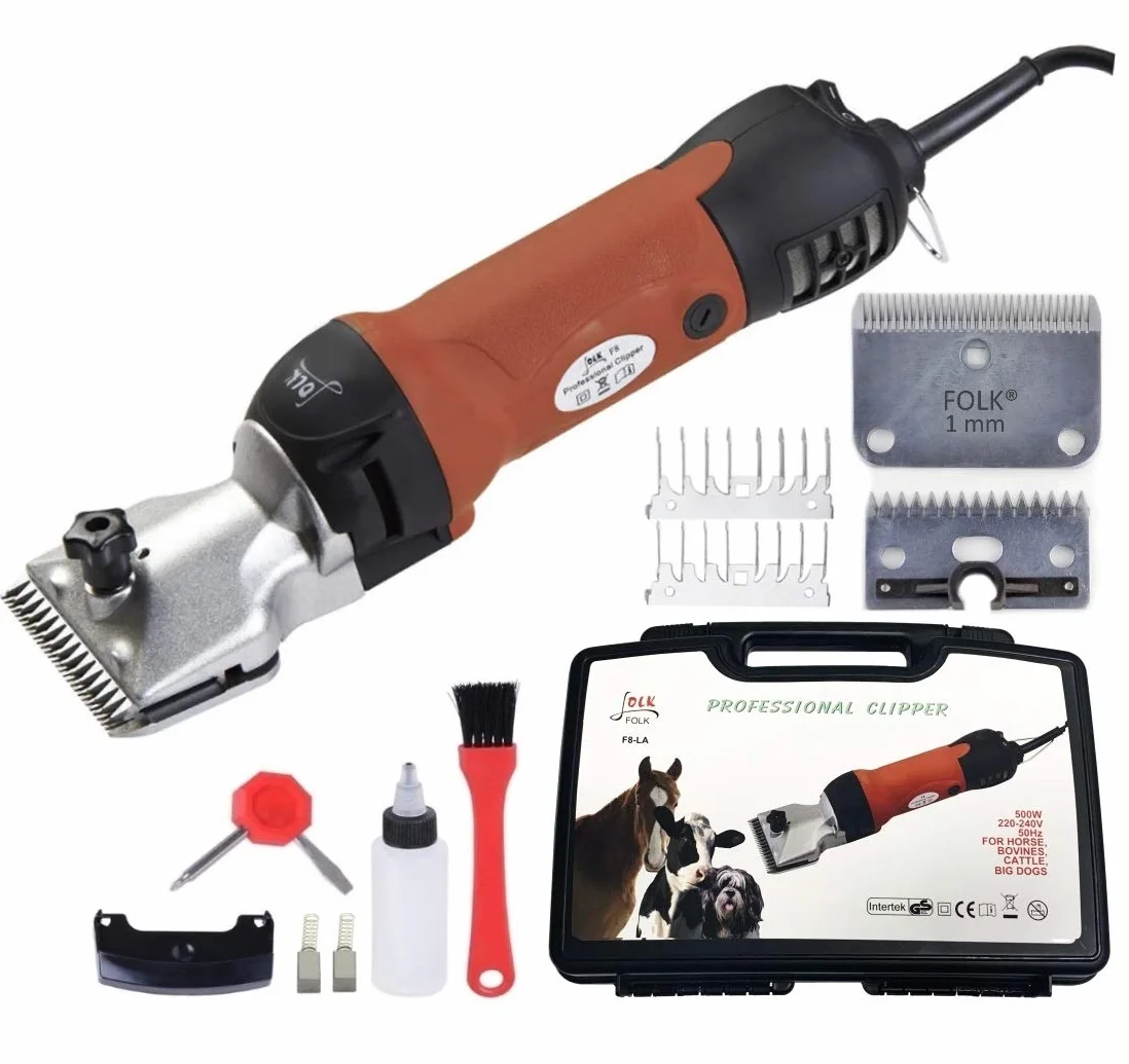 Folk Esquiladora peladora FL8B Caballo 500W Cabezal Lister Pro - Caballos, mulos, Perros, Gatos. Recomendada (B- Mas Cuchilla y Peine 1 mm)