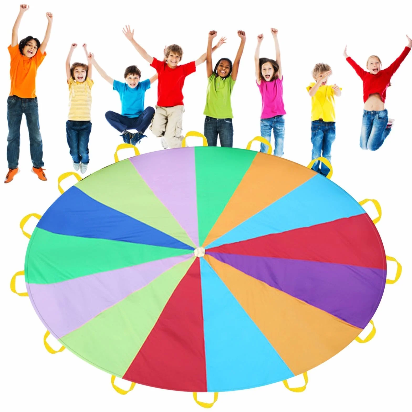 Paracaídas multicolor para niños 2/3 m con asas para juegos educativos deportivos