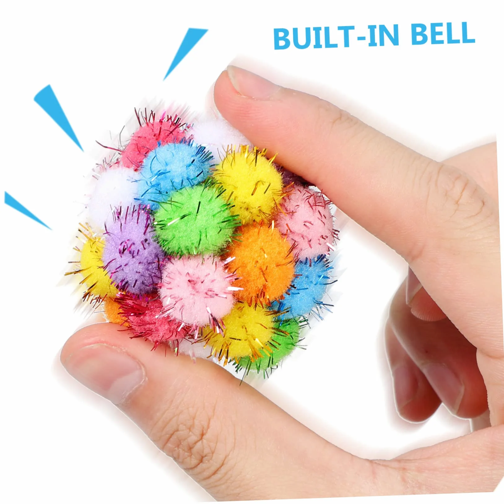 SUPVOX 100piezas Interactivas De Gato De Bolas De Crinkle Coloridas con De Felpa para Diversión Interiores Juguetes para Gatos y Gatitos Estimula El Ejercicio y Combate El Aburrimiento