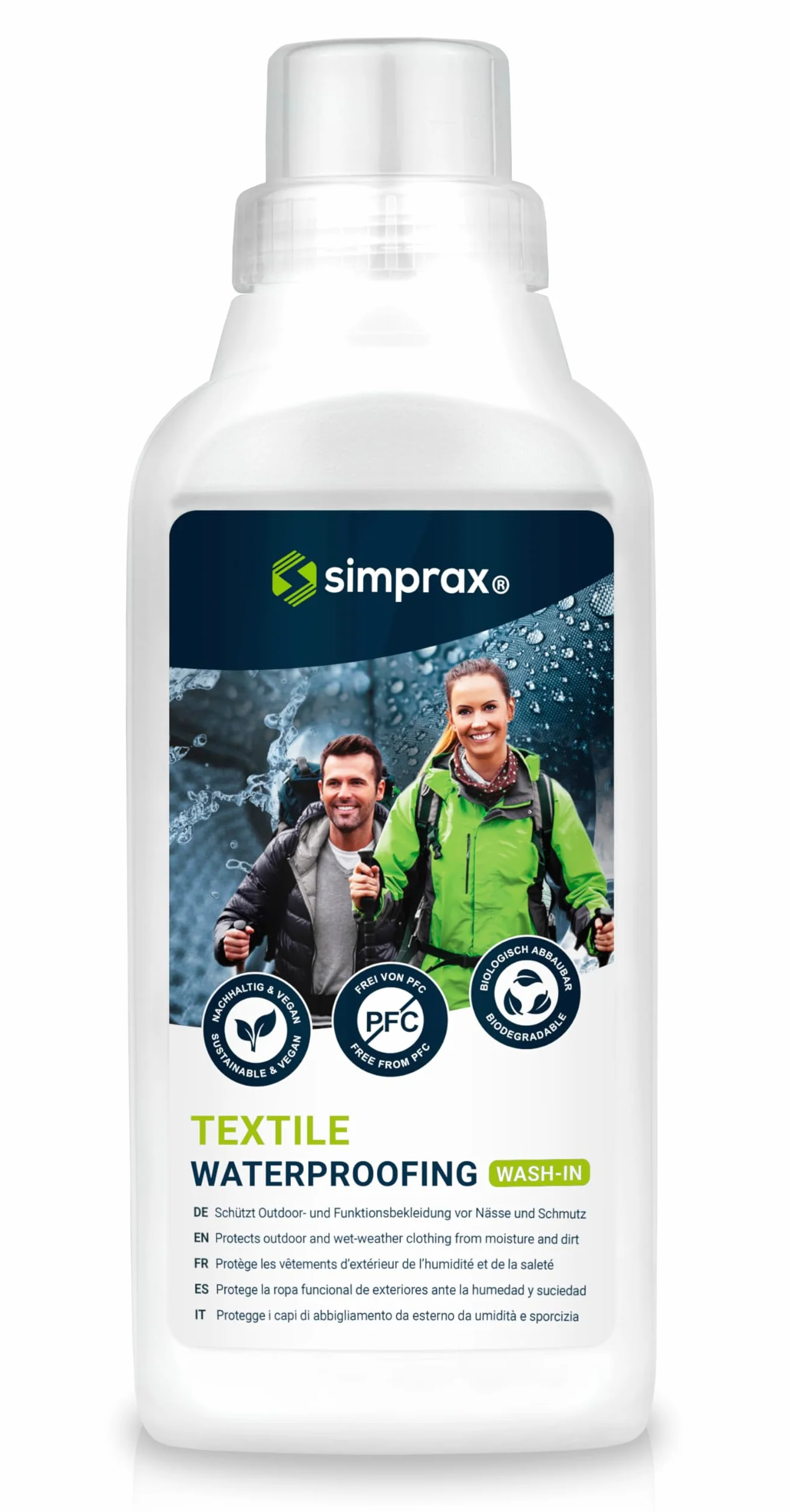 Wash-in Impermeabilizante para Ropa y Tejidos - Impermeabilizante ecológico con aclarado para Gore-Tex Sympatex