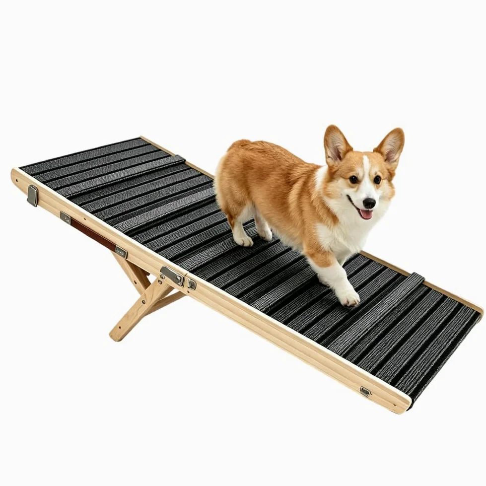 Rampa para perros – Antideslizante – Rampa extra ancha para coche plegable con conexión sin costuras a la plataforma – Soporta hasta 50 kg – Ajustable, sofá, cama, coche para perros pequeños y