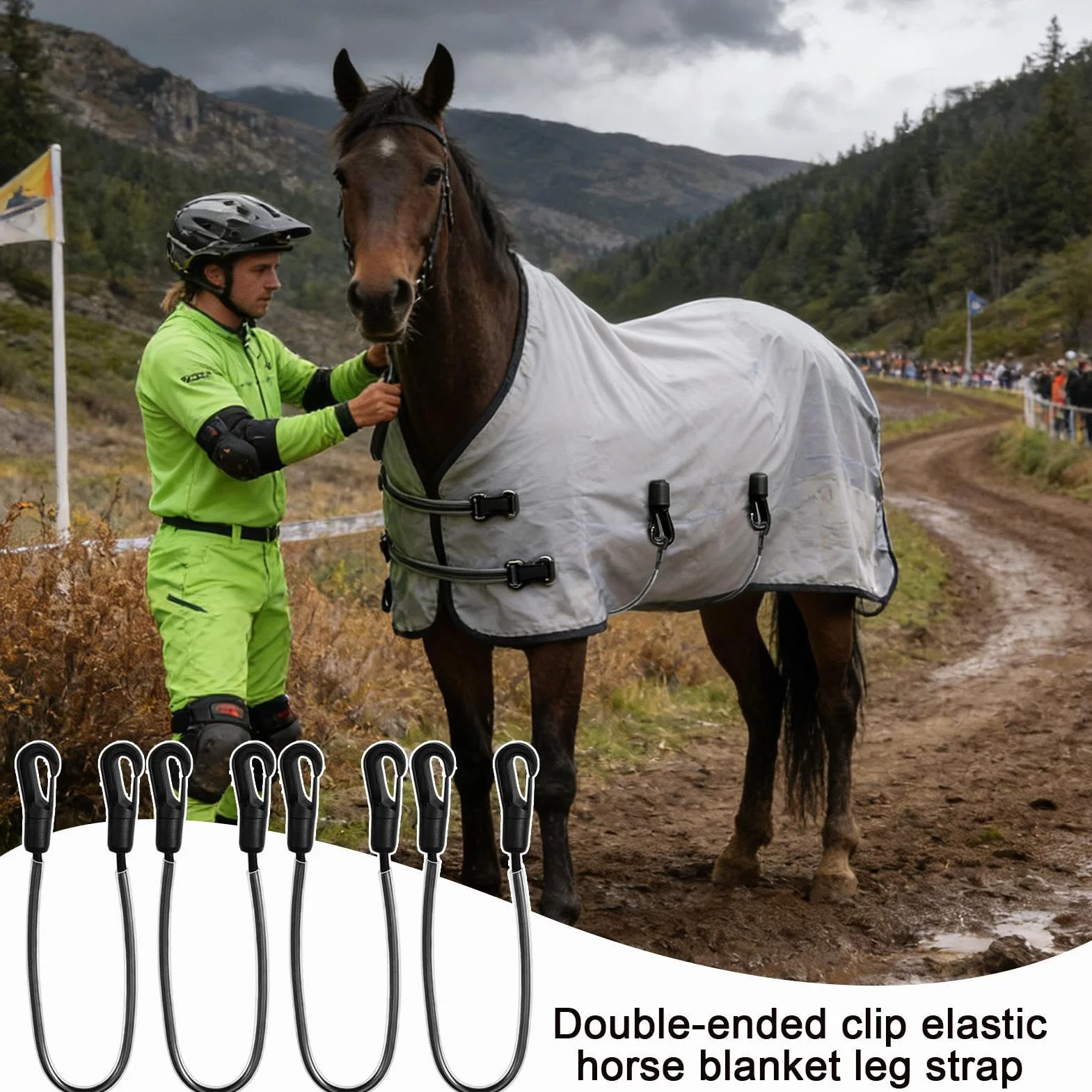 Reemplazo De Correas Para Manta De Caballo: 4 Piezas De Bandas Elásticas Ajustables, Correas Elásticas Para Piernas De 21,26 Pulgadas Con Clips De Doble Extremo | Para Manta De Caballo, Alfombra