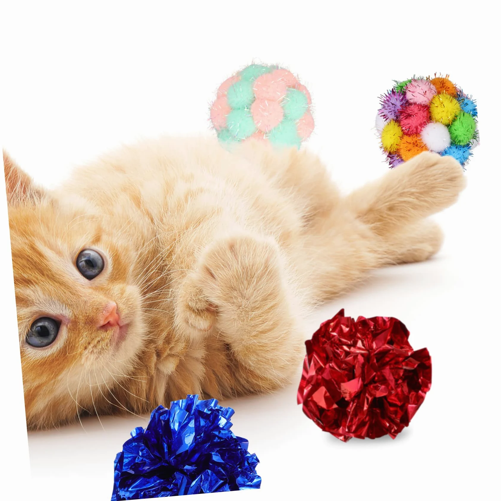 Happyyami 125piezas De Juguete para Gatos Bolas De Crinkle Interactivas con Sonido Juguetes De Felpa Coloridos para Gatitos y Gatos Interiores