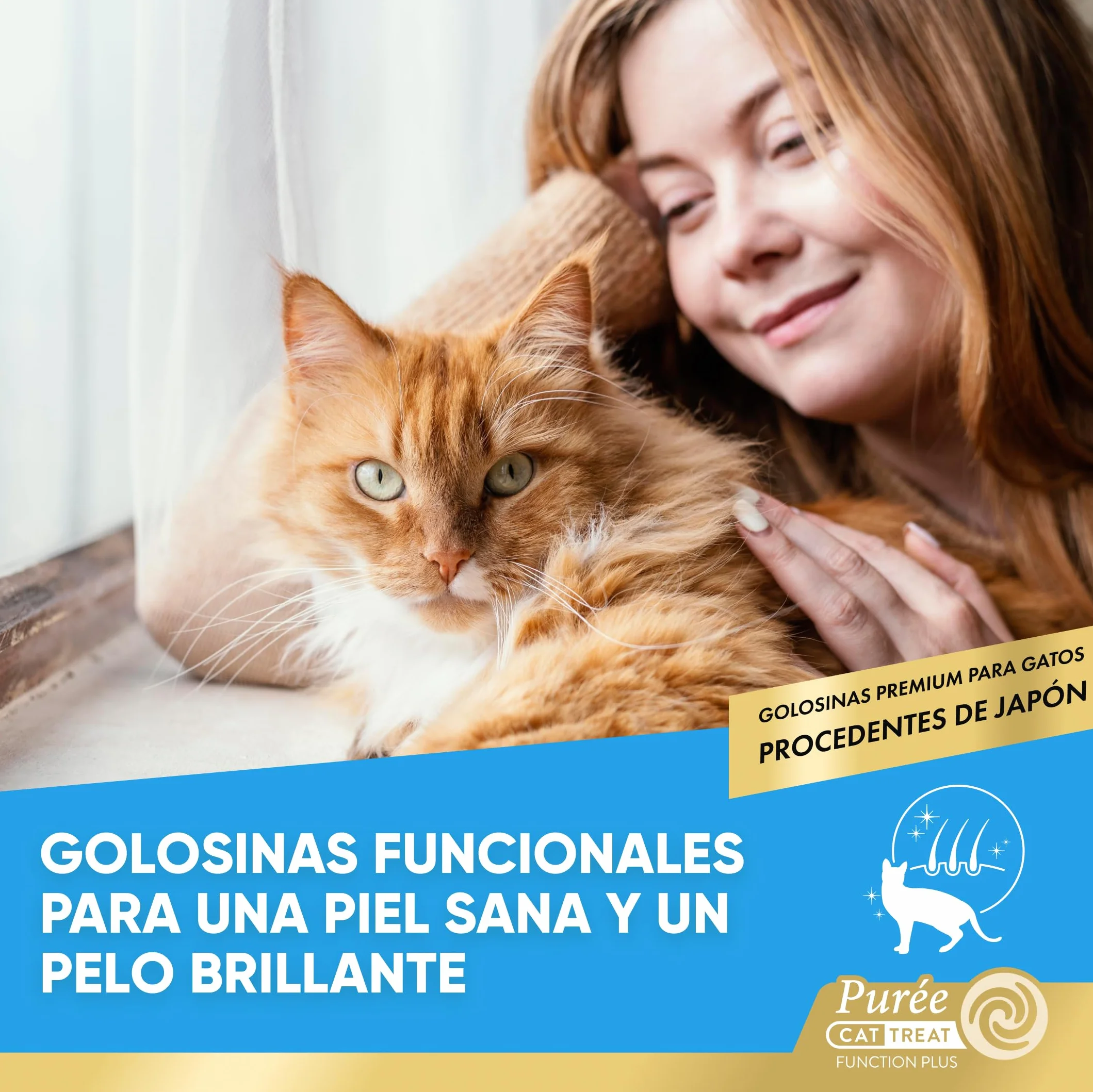 INABA Churu Skin&Coat para Gatos - Snack Cremoso para el Cuidado de la Piel y el Pelaje - 2 Recetas de Atún - Enriquecido con Omega 3 y 6, Taurina y Vitamina E - 280 g (20 x 14 g)