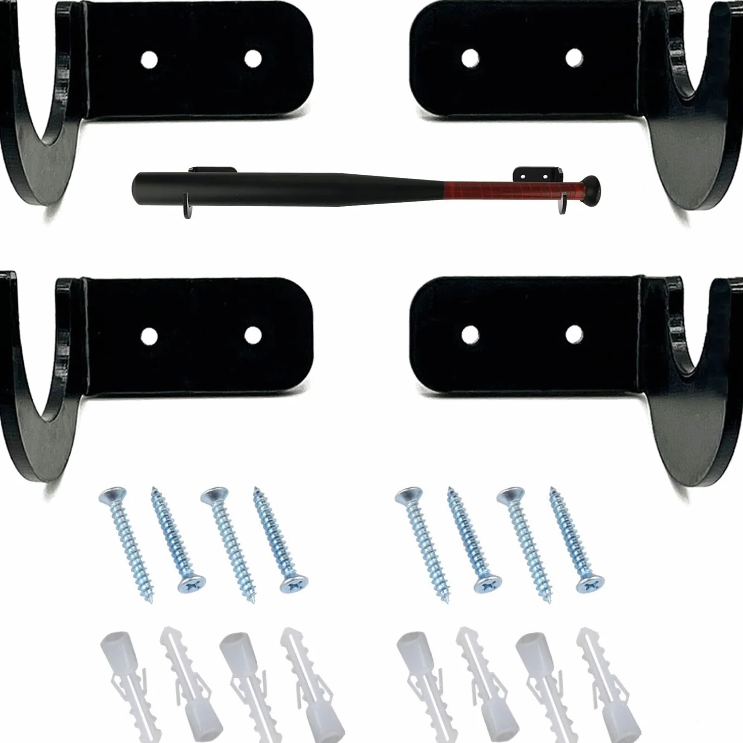 Soporte de Pared para Bate de Béisbol 4 Piezas Organizador Horizontal con Tornillo