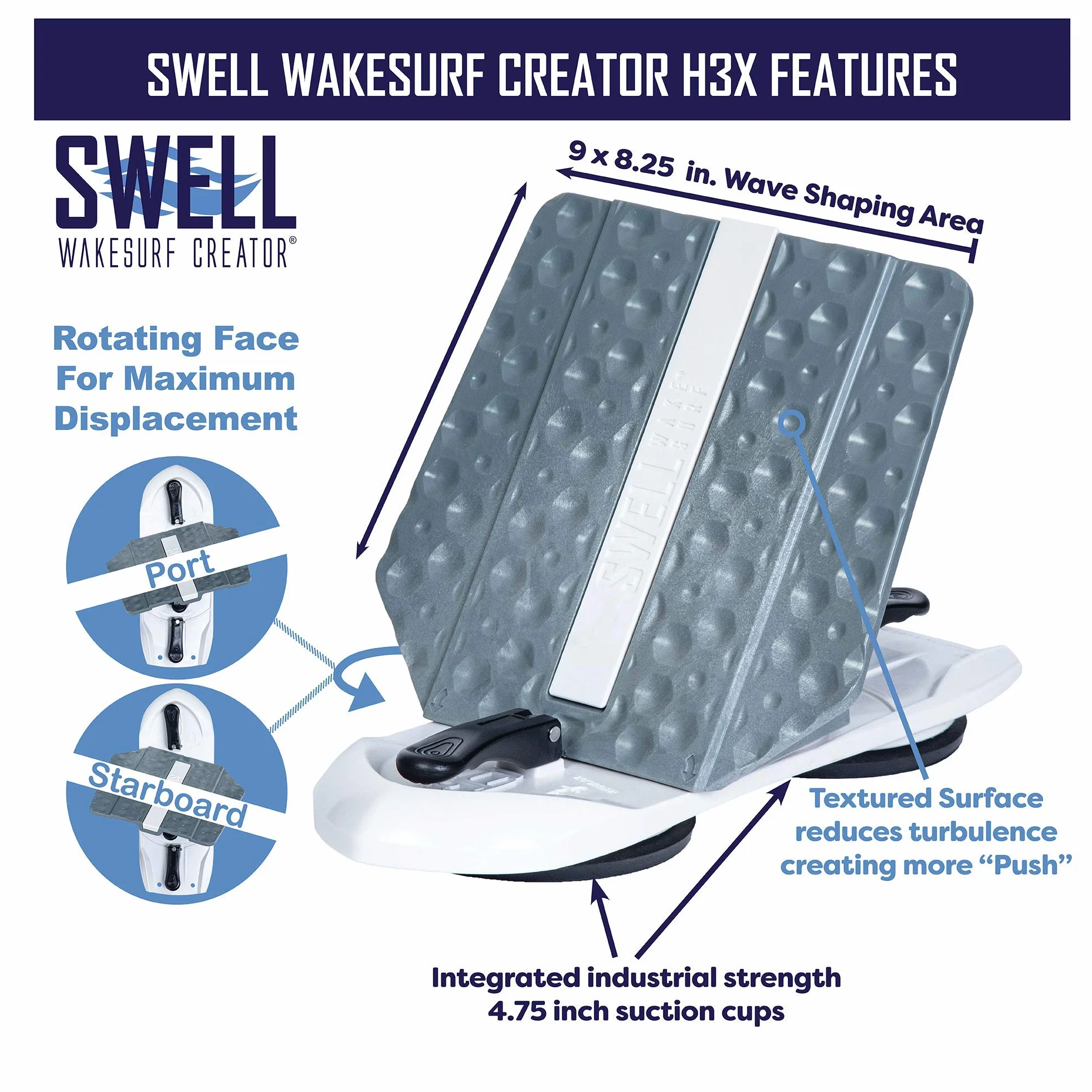 SWELL Wakesurf Creator H3X Wake Shaper Giratorio Textura Hidrodinámica