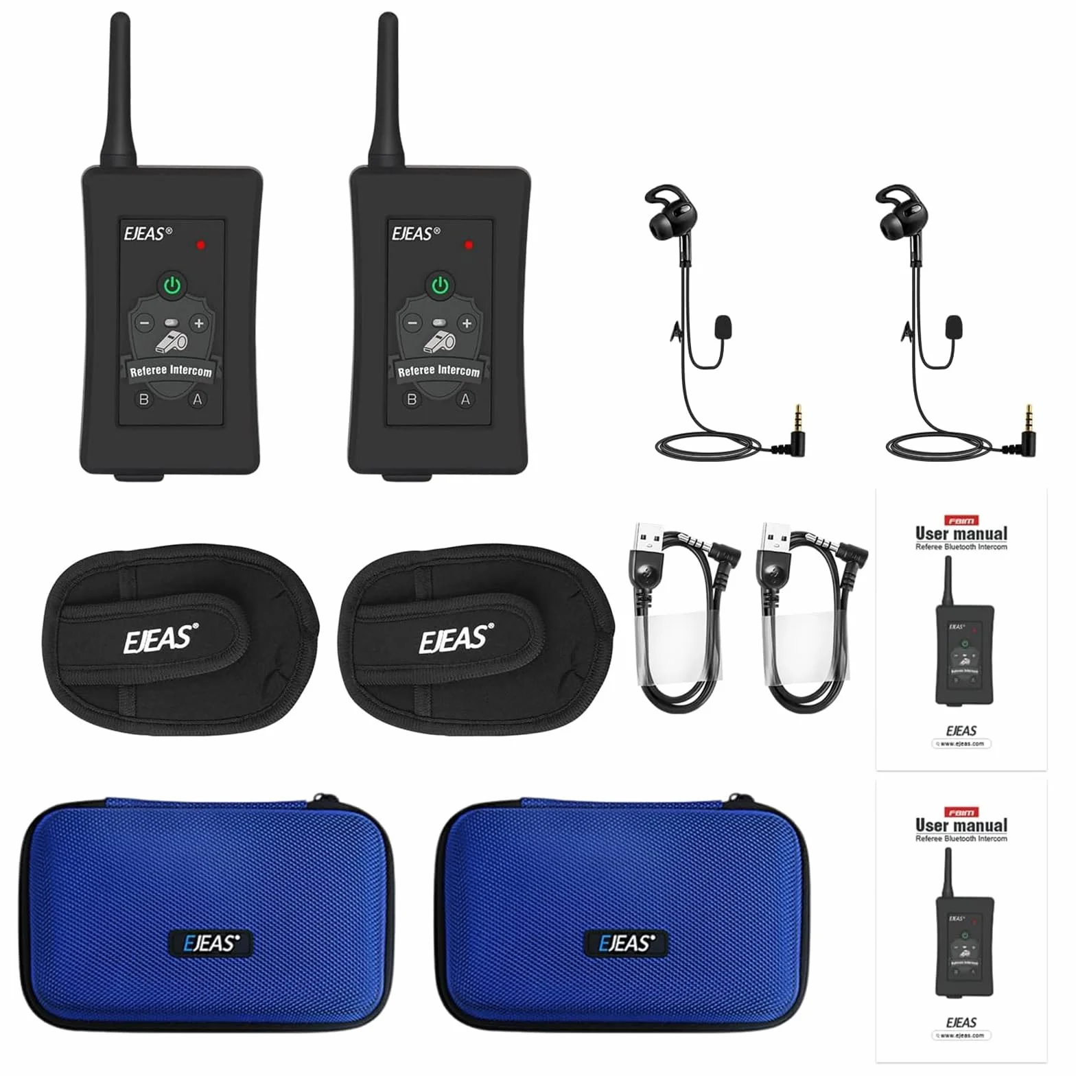 EJEAS FBIM Profesional Sistema de Comunicación con Intercomunicador Bluetooth 1500M 4 Personas Reducción de Ruido CVC Brazalete 2 Paquete