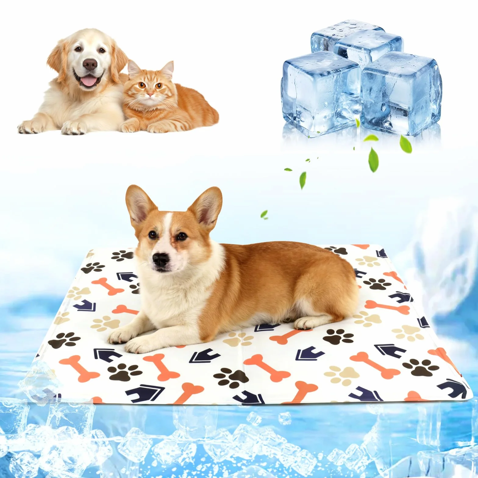 Alfombra Refrescante para Perros 90x60 cm - Colchoneta de Enfriamiento Automático para Mascotas, Lavable y Transpirable, Ideal para Perros y Gatos, L