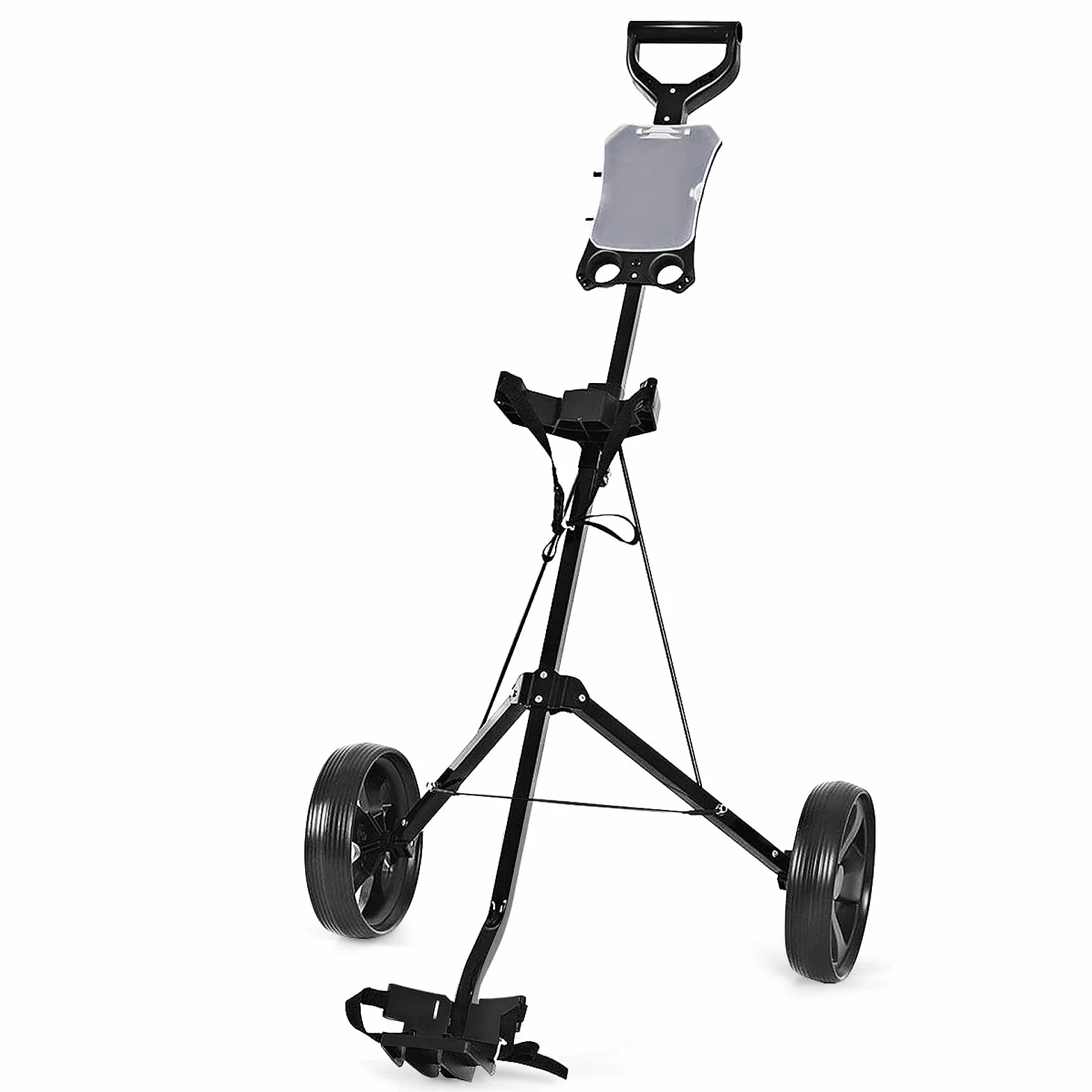 COSTWAY Carrito de Golf Plegable con 2 Ruedas, Estructura de Metal, Negro