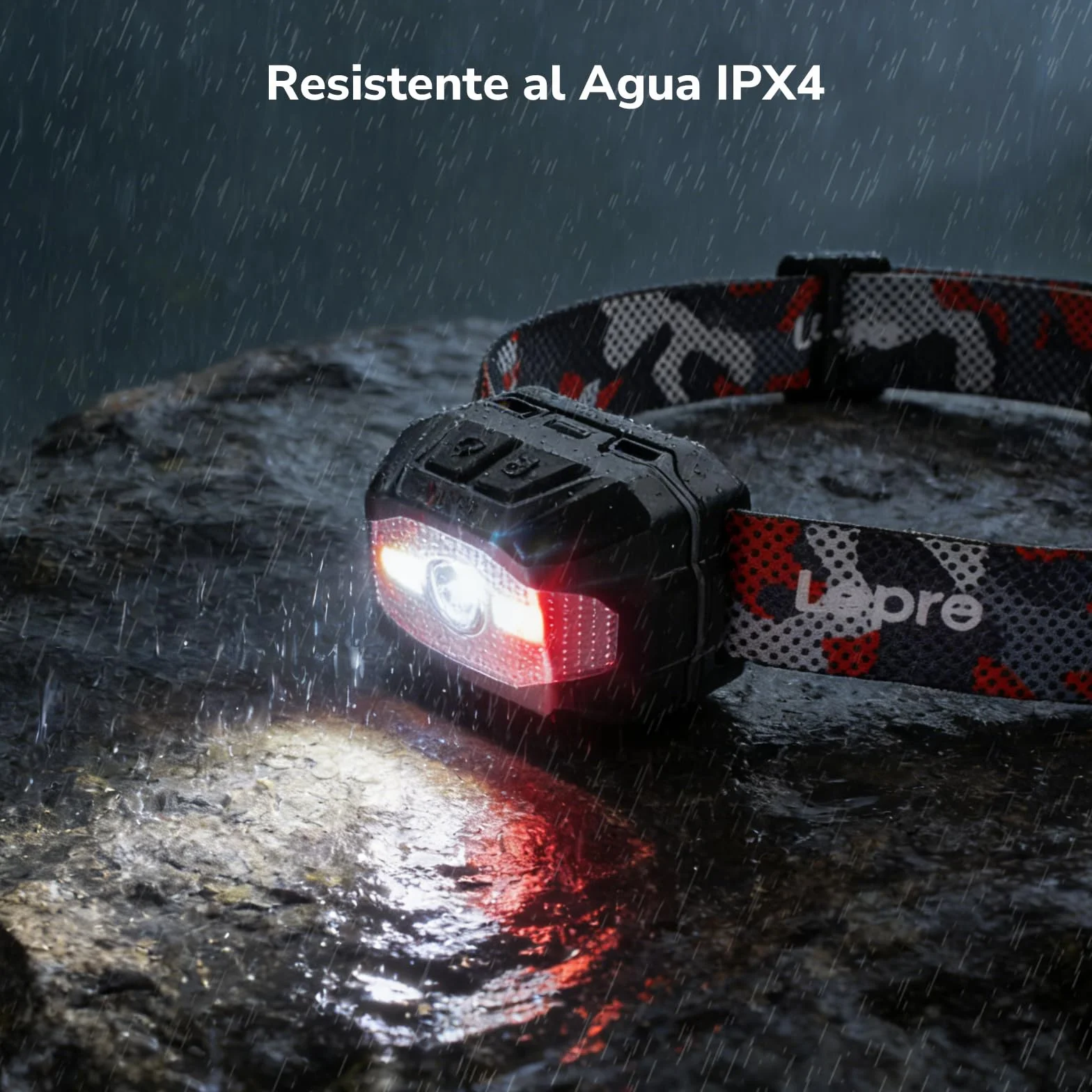 Lepro Linterna Frontal LED Recargable USB AAA IPX4 Impermeable 10 Modos Luz Roja