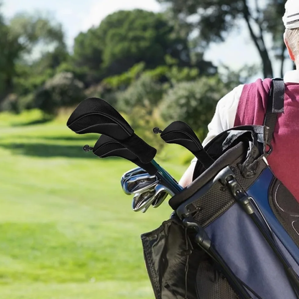 Fundas para cabeza de palos de golf, juego de 3 fundas de hierro con etiqueta intercambiable