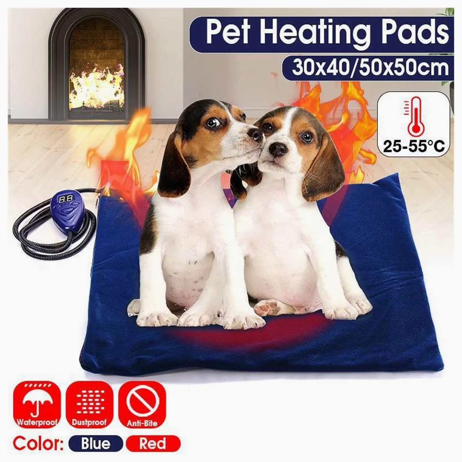 Manta térmica for mascotas Manta eléctrica for perros Almohadilla térmica for perros Cama for perros Impermeable Anti-mordedura Cojín de temperatura ajustable Estera térmica for mascotas 40 * 30 cm /