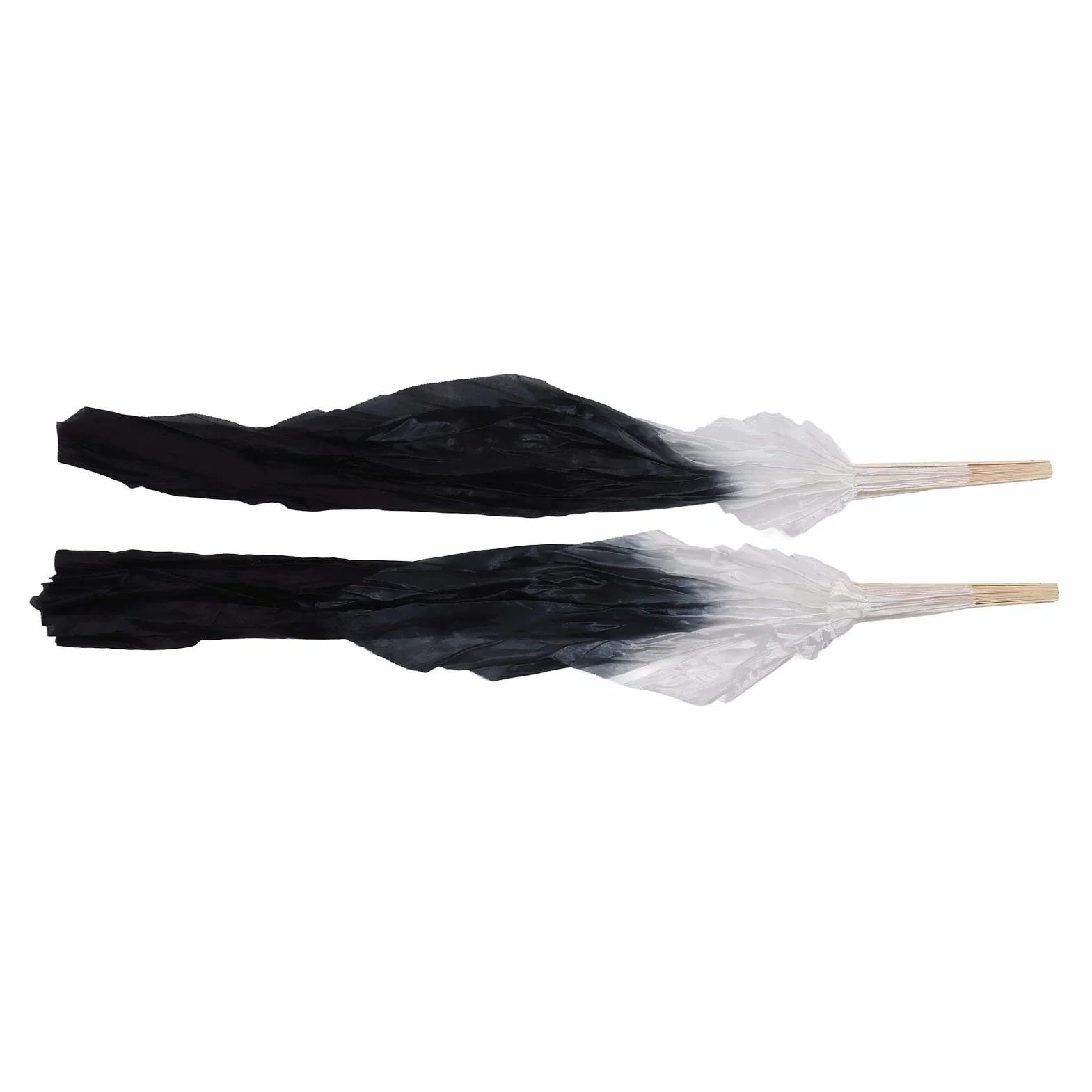 Abanicos para Danza del Vientre de 1,5M, Seda Sintética, Gris y Negro