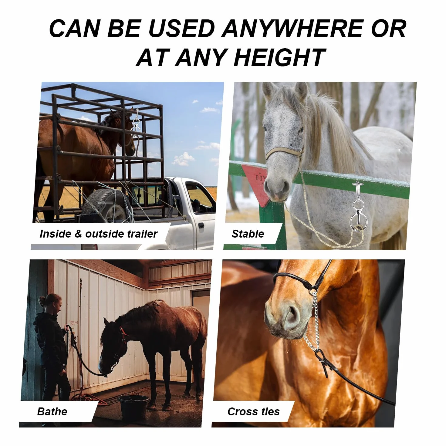 LUTER Anillo de Corbata de Caballo, Anillo de Amarre Bloqueador para Caballos Liberación Rápida Suministros de Tachuelas para Caballos con Perno de Ojo Evita Que el Caballo Tire hacia Atrás