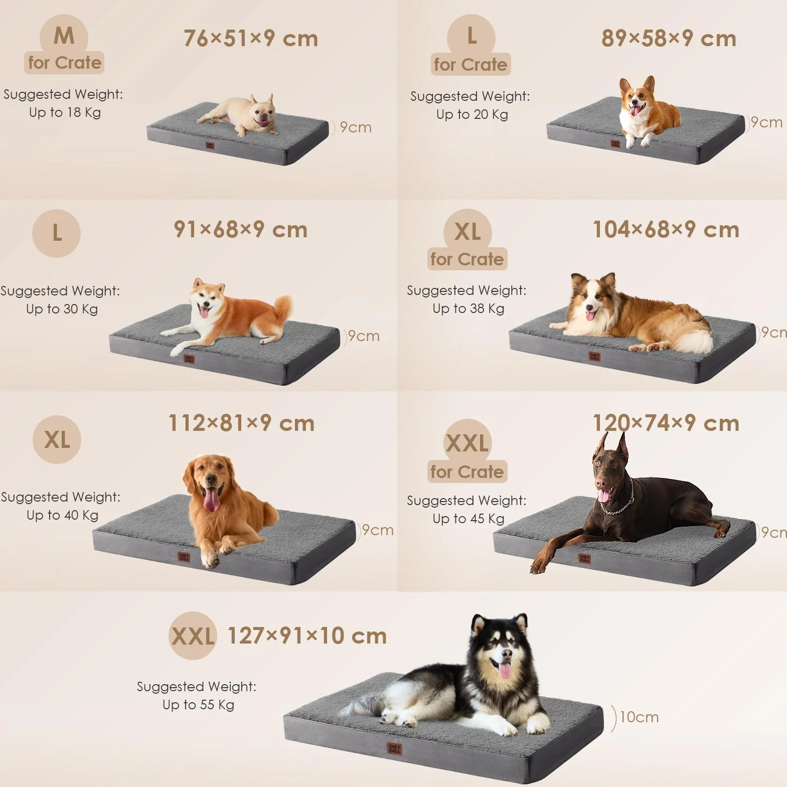 EHEYCIGA Cama Perros Grande Ortopédica, 89x58x9cm Colchon Perro con Espuma De Caja De Huevos, Colchoneta Perro Lavable, Dog Bed, Gris