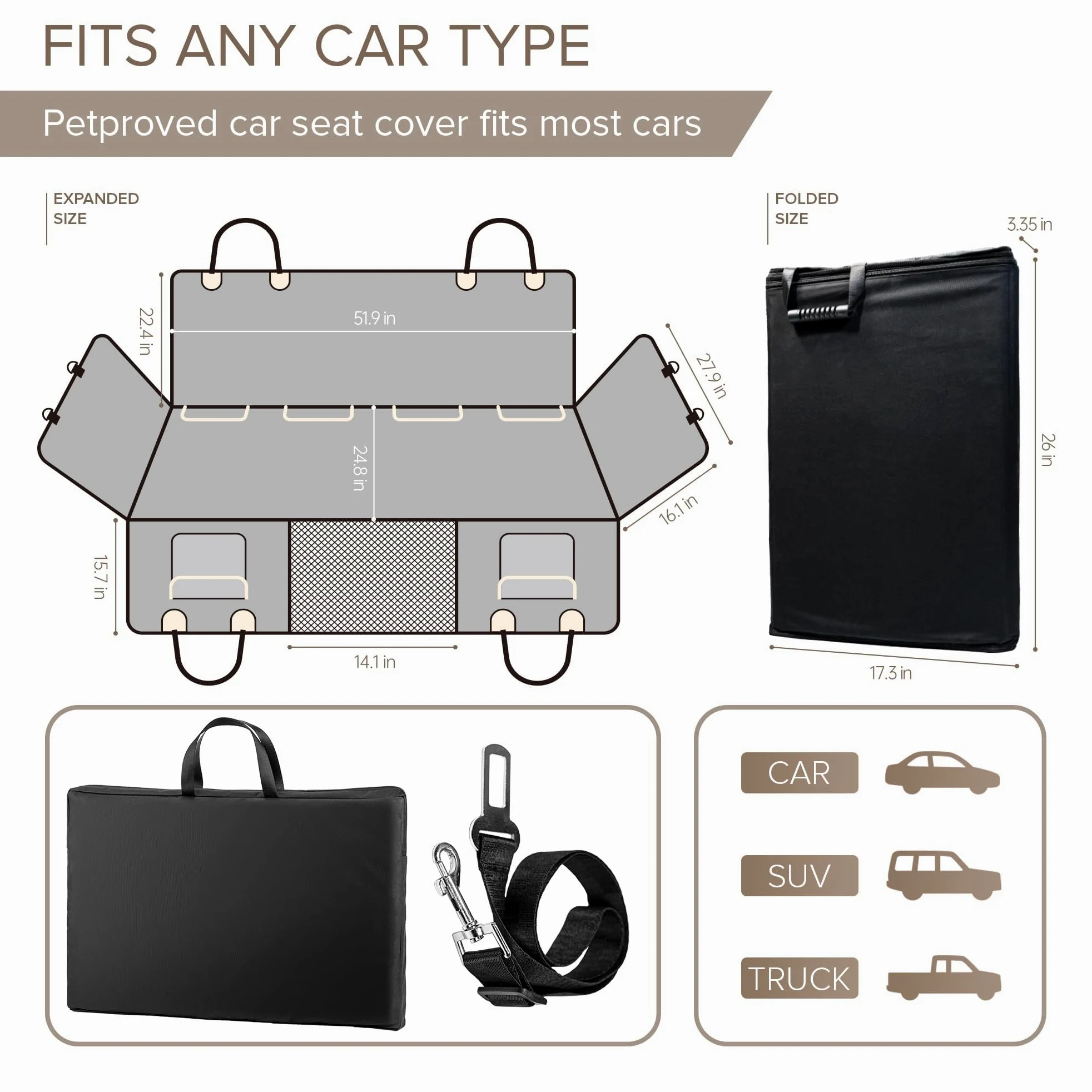 Funda Protector de Asiento de Coche para Perro para Macan 2014-2023, Cubre Asientos Perro Cubierta Alfombra de Asiento Coche para Perros Transportar y Viaje