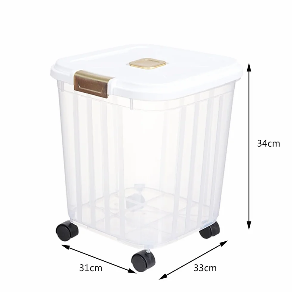 SMELL & SMILE Contenedor de Comida para Perro Contenedor pienso Perros con Ruedas Contenedor para Pienso Contenedor de Alimentos para Mascotas Caja de Alimentos (31 * 33 * 34CM)