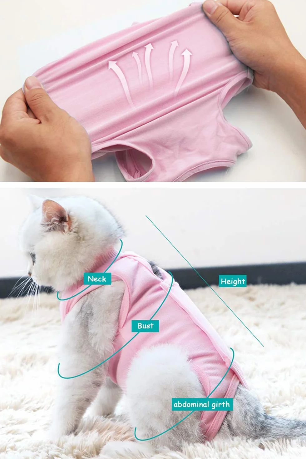 Traje de recuperación Profesional para Gatos, Gata Camiseta de recuperación, heridas Abdominales Profesional para heridas, de recuperación quirúrgica Ropa Chaleco de pequeños Gatos (M, Rosado)