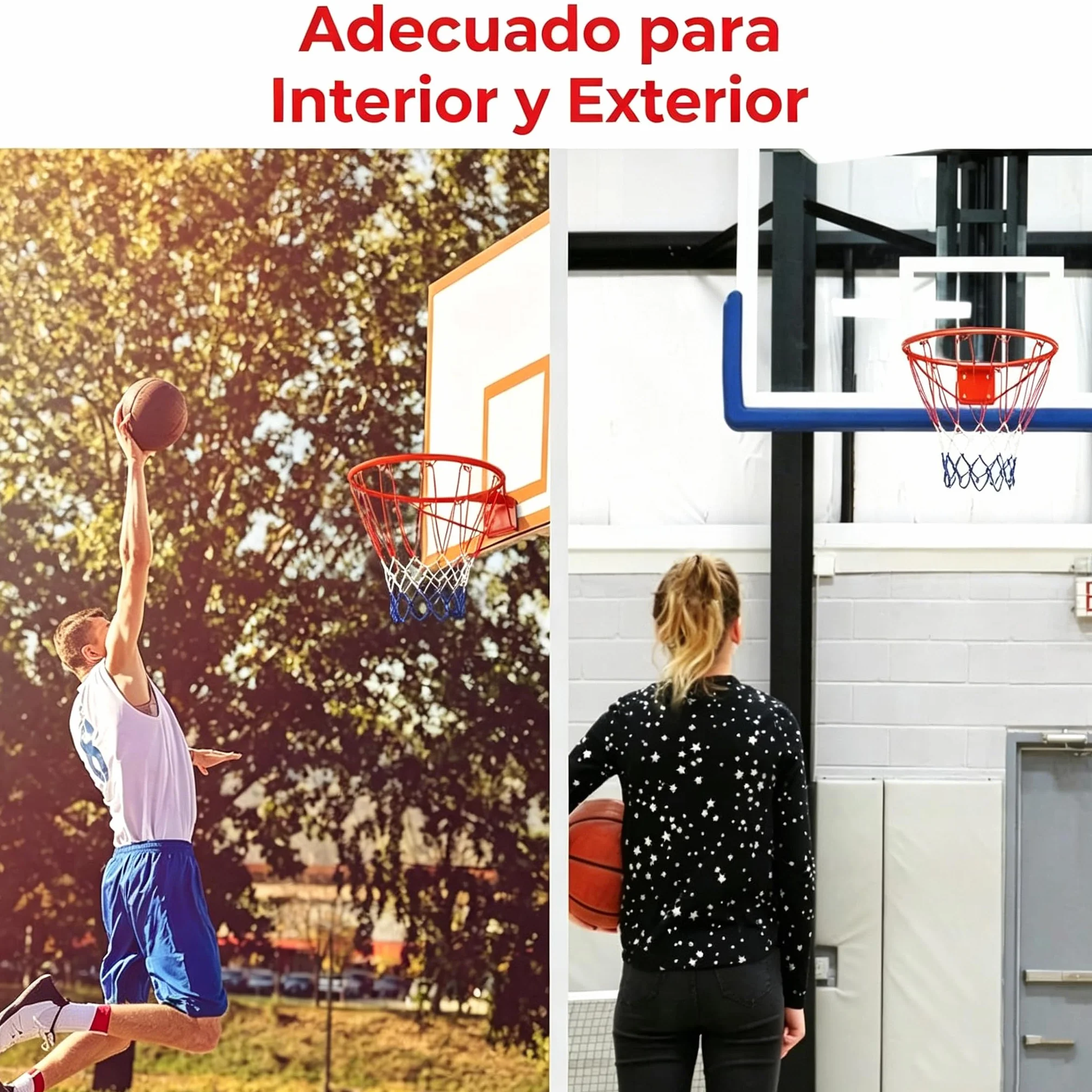 GYMAX Canasta de Baloncesto Montaje en Pared, 45 cm, Red con Anillo de Acero, Resistente Intemperie