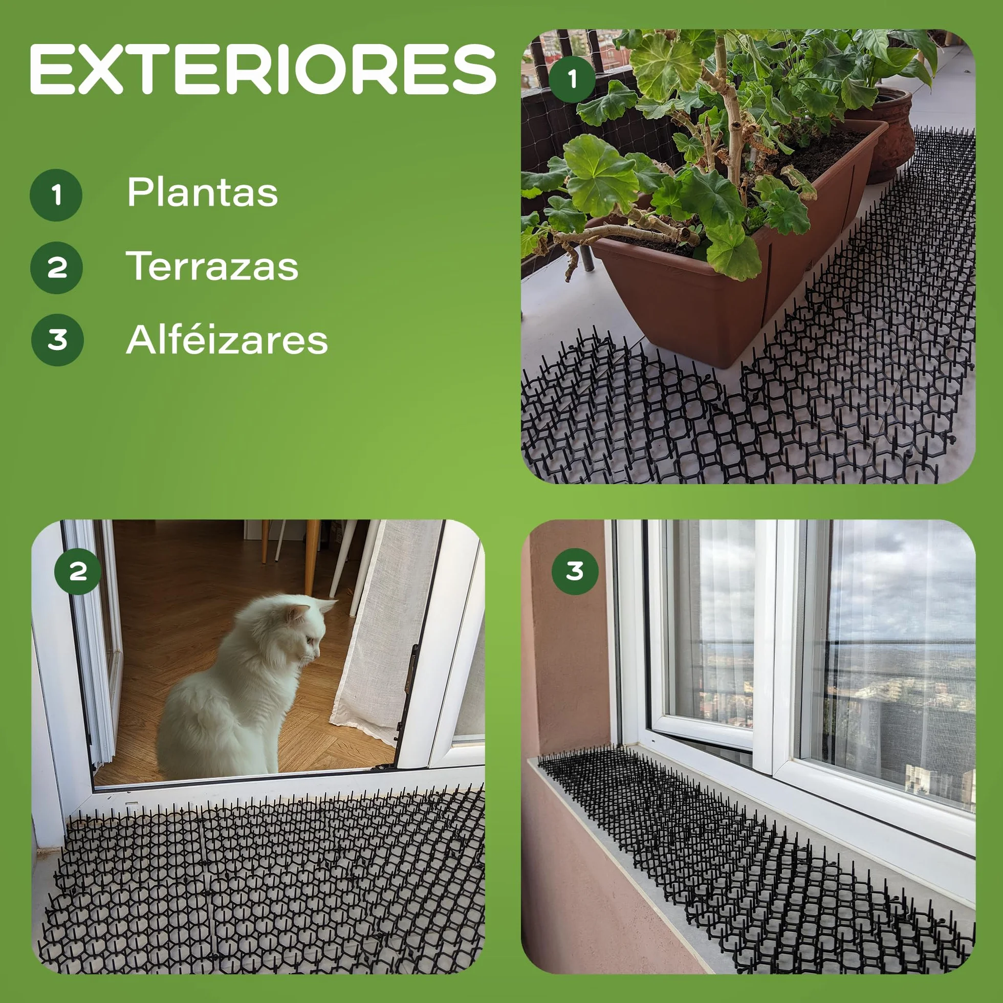 Pinchos Anti Gatos, 12 Alfombrillas 15x20cm + 12 Anclajes + 20 Bridas. Repelente para Gatos Jardin, para Interior y Exterior Mantiene Alejados a los Gatos (12 Alfombrillas 15x20 cm)