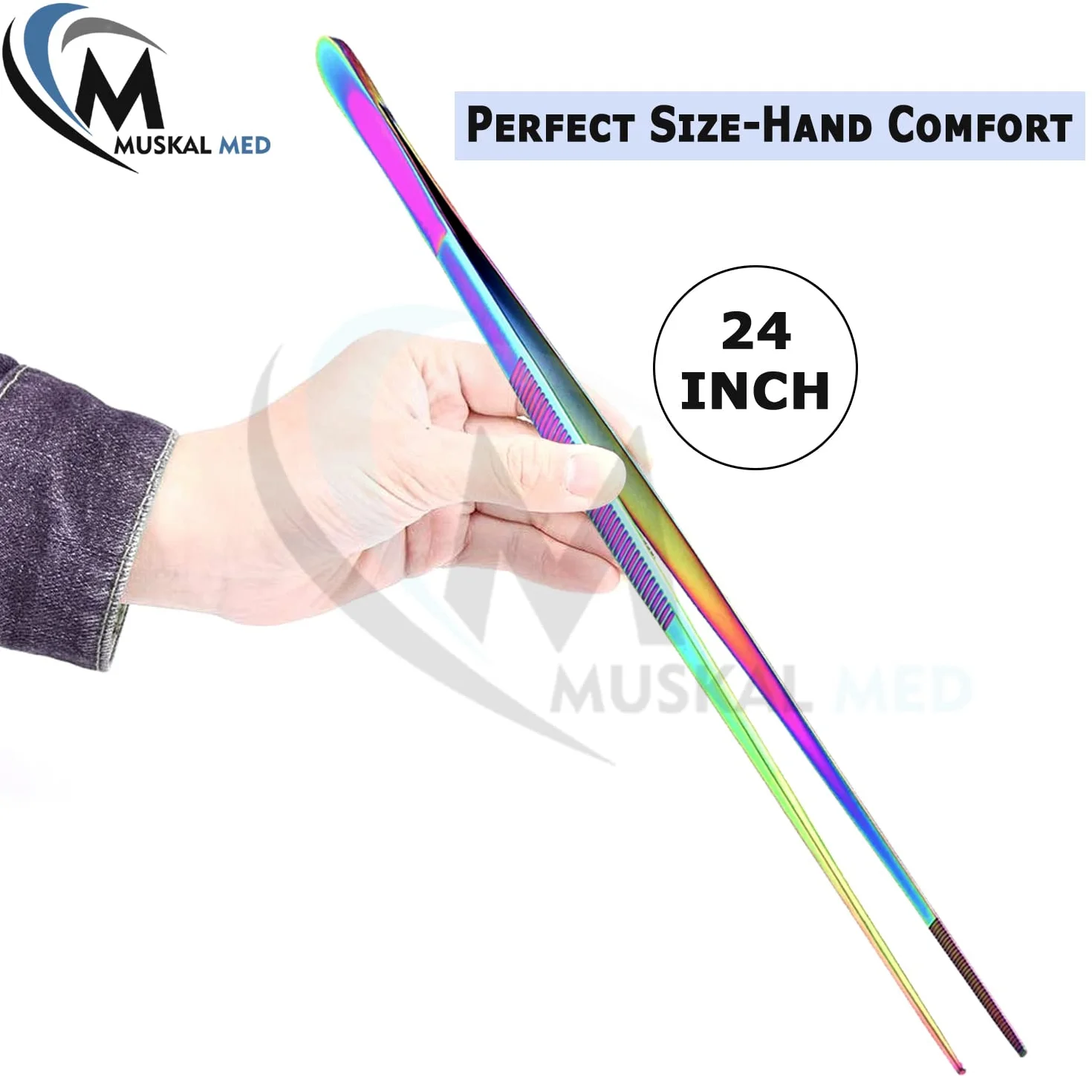 Pinzas rectas de acero inoxidable para acuario, para peceras, plantas acuáticas, mango largo, pinzas de alimentación de reptiles, 61 cm, multicolor