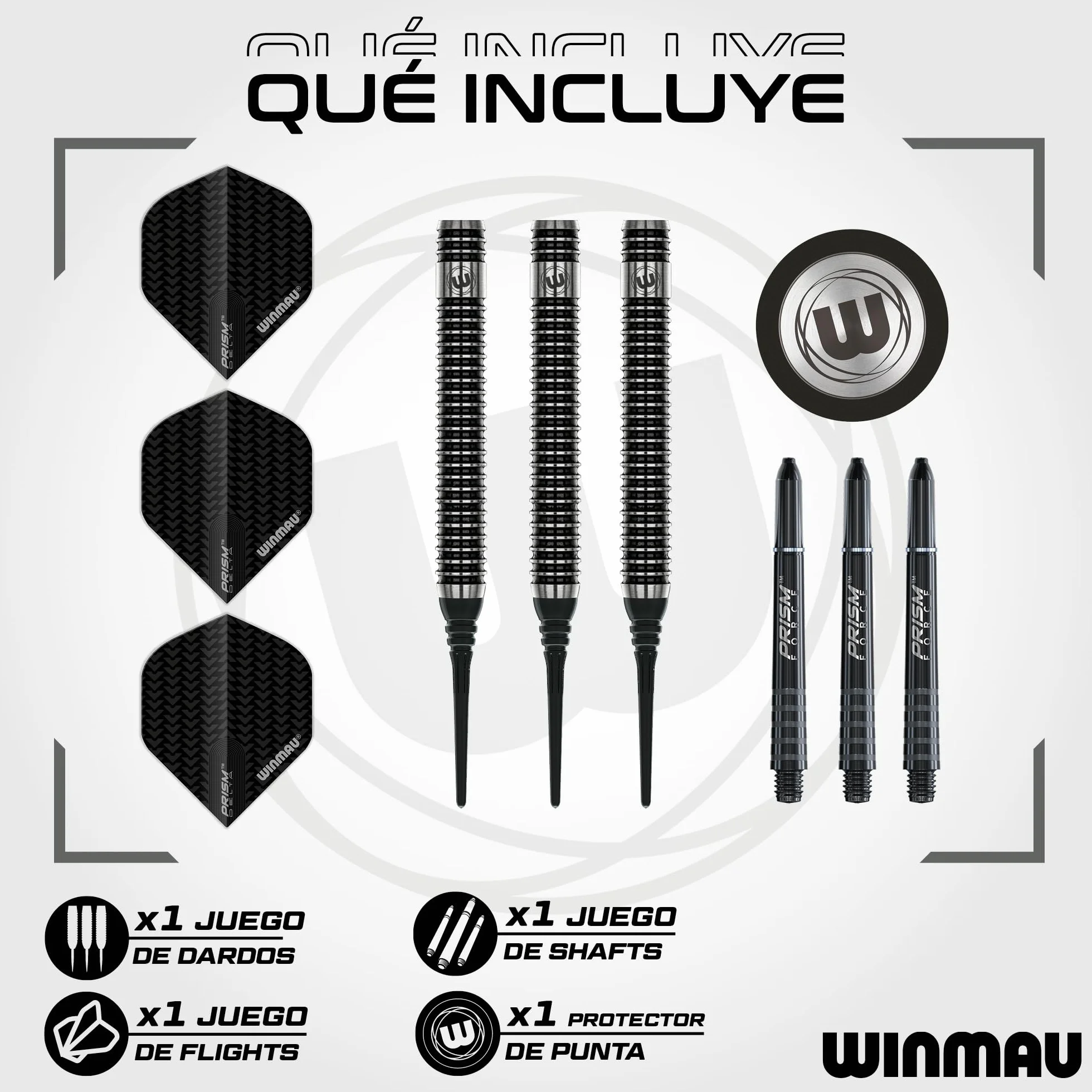 Winmau Blackout 90% Tungsteno Dardos Punta Suave - Recto Rifle