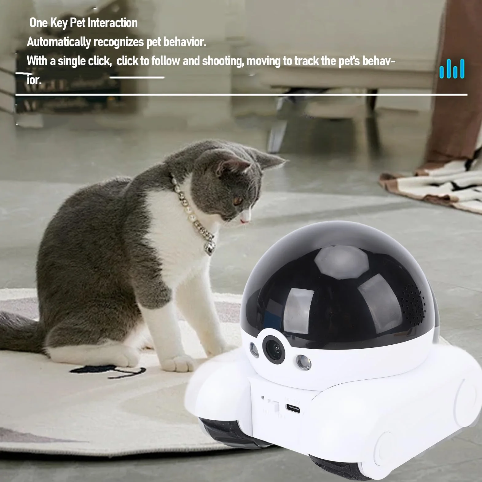 Tangxi Robot de Cámara de Mascotas, Cámara de Seguridad para el Hogar sobre Ruedas, Monitor Móvil de Doble Lente de Lente de 1080p, Control de Aplicaciones de Conversación y WiFi de 2
