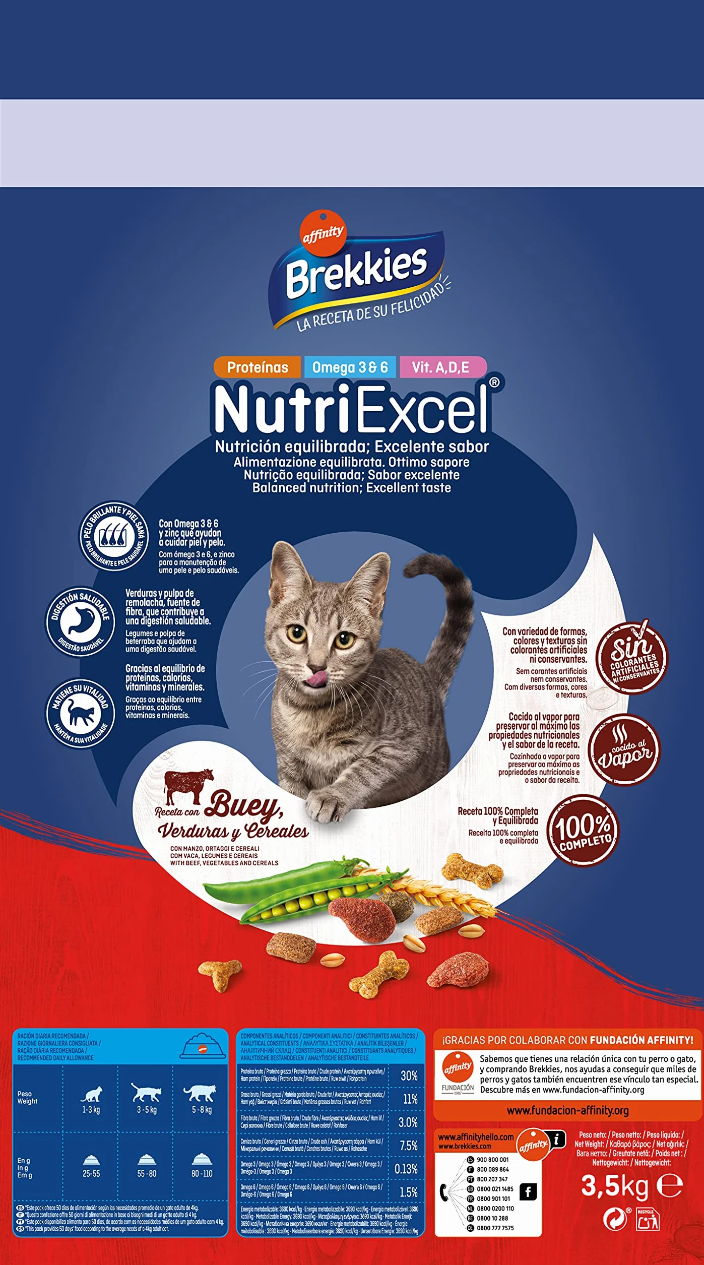 Brekkies Pienso para Gatos con Buey, Verduras y Cereales 3,5kg 3500 g
