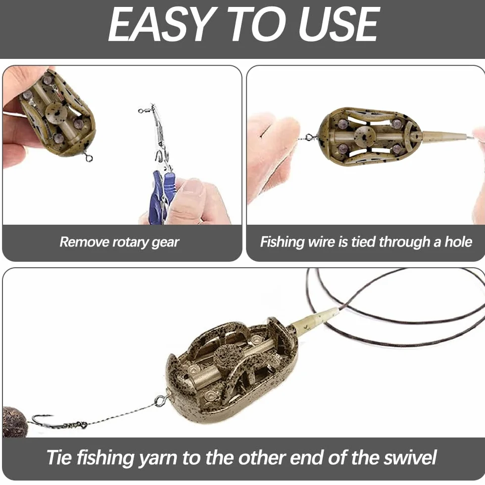 Alimentador de Pesca 3 Piezas Comederos 20/30/40g con Molde de Liberación Rápida Accesorios Carpa