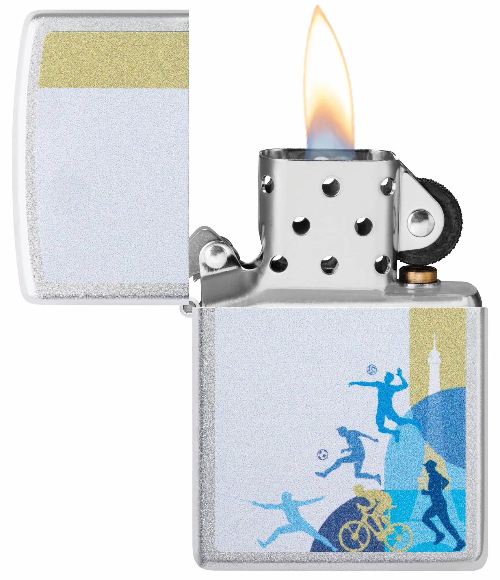 Zippo Encendedor a prueba de viento Sports Players Satin Chrome Recargable Caja regalo